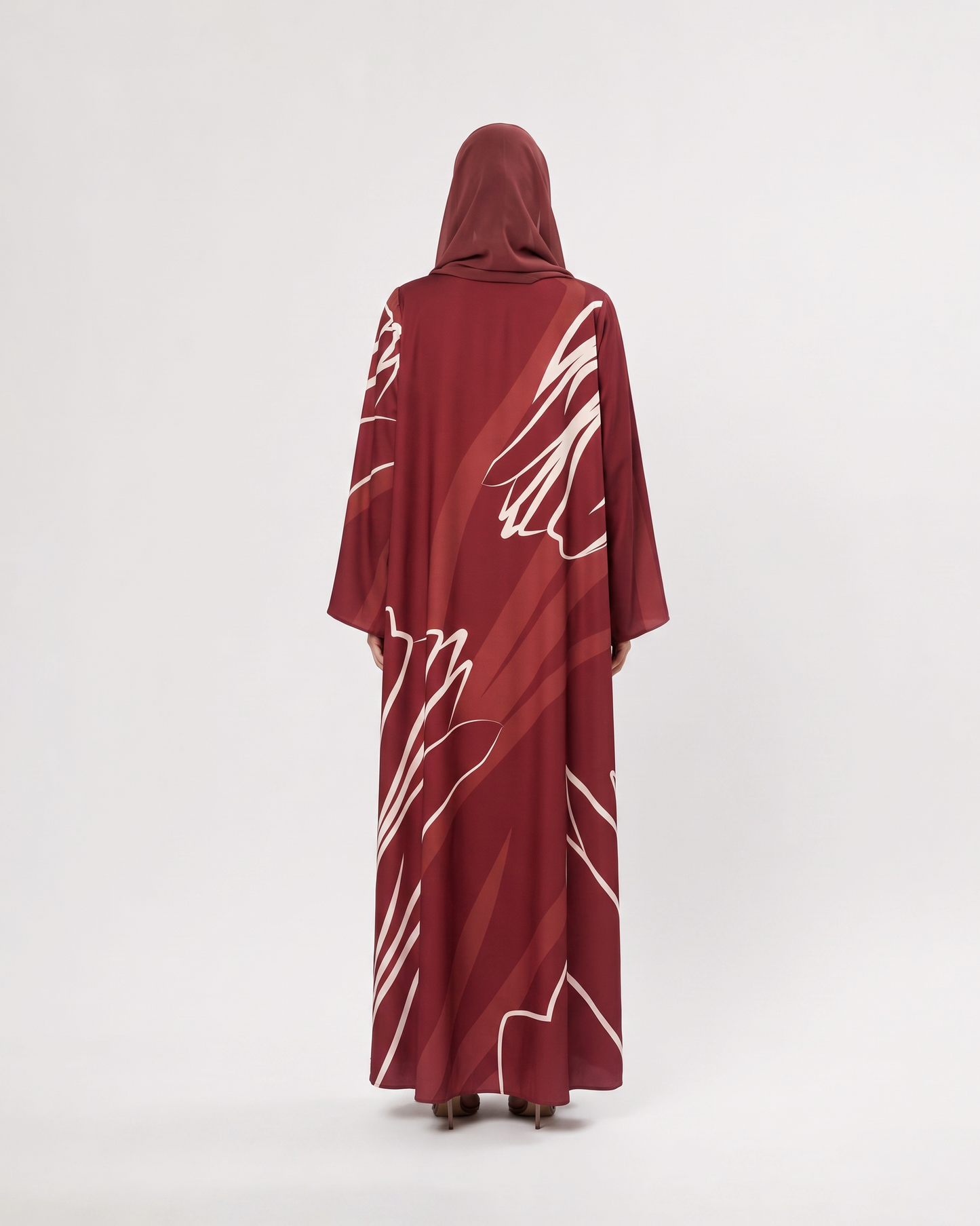 Burgundy Abstract Line Abaya