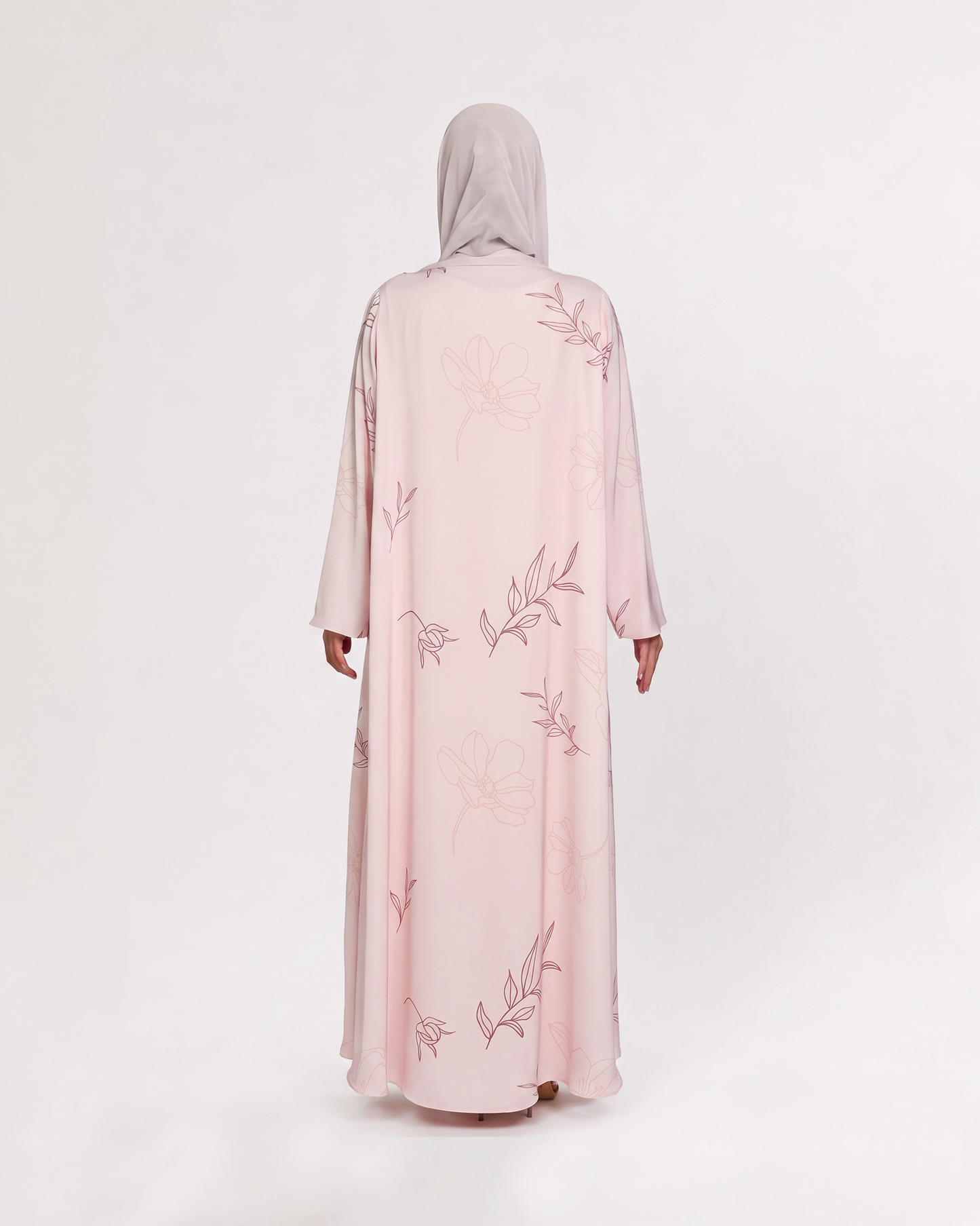 Blush Sketch Floral Abaya