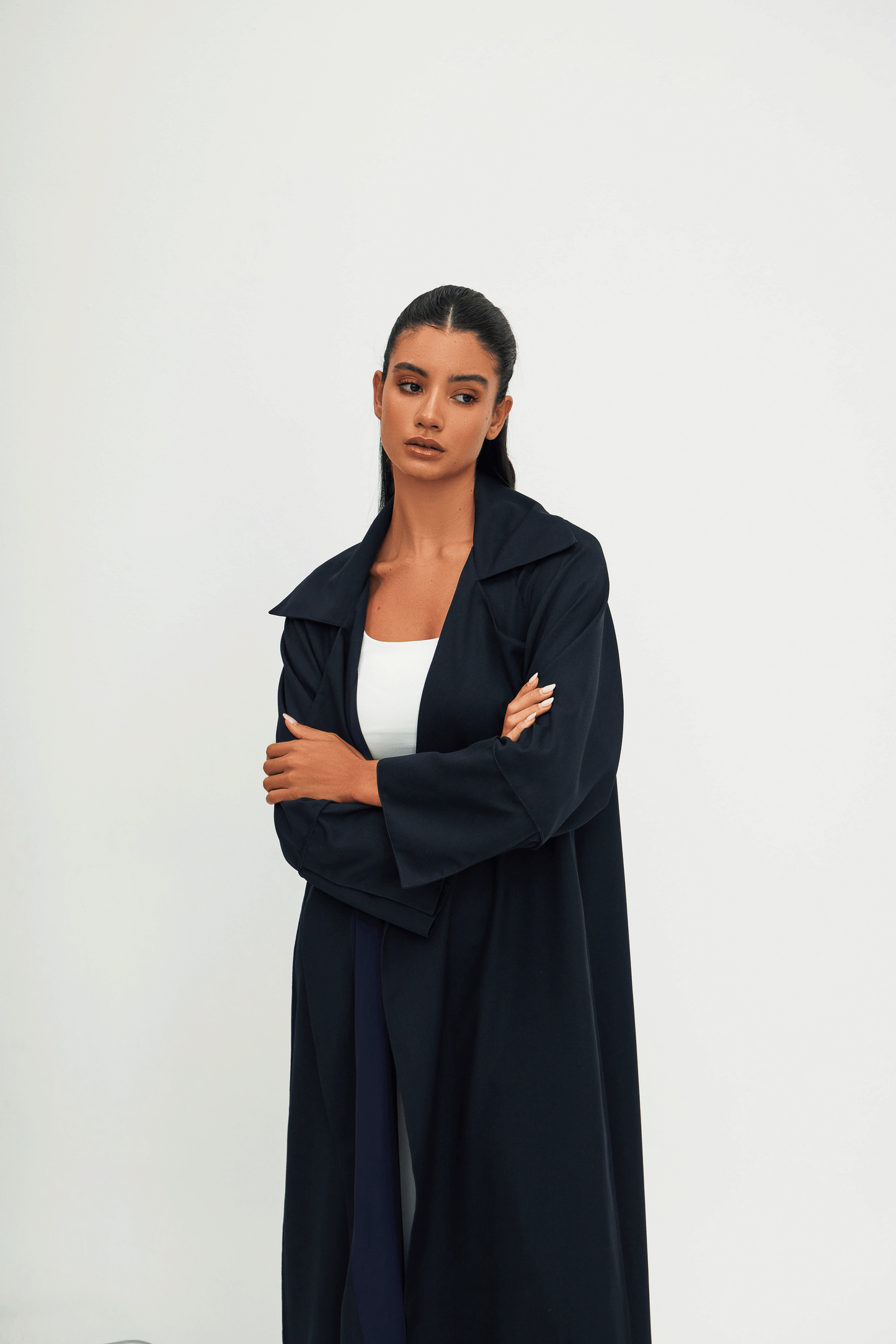BLACK COAT LINEN ABAYA