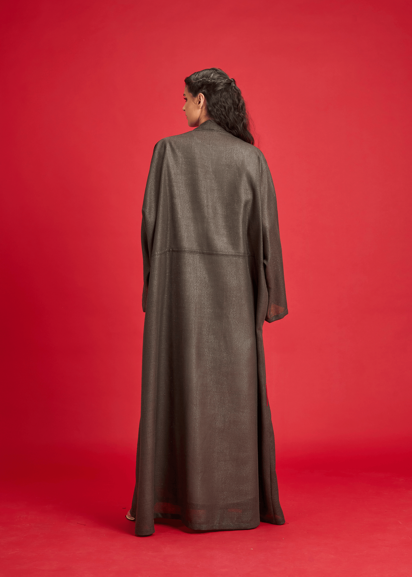 OLIVE LOOSE-FIT SHIMMER LINEN ABAYA