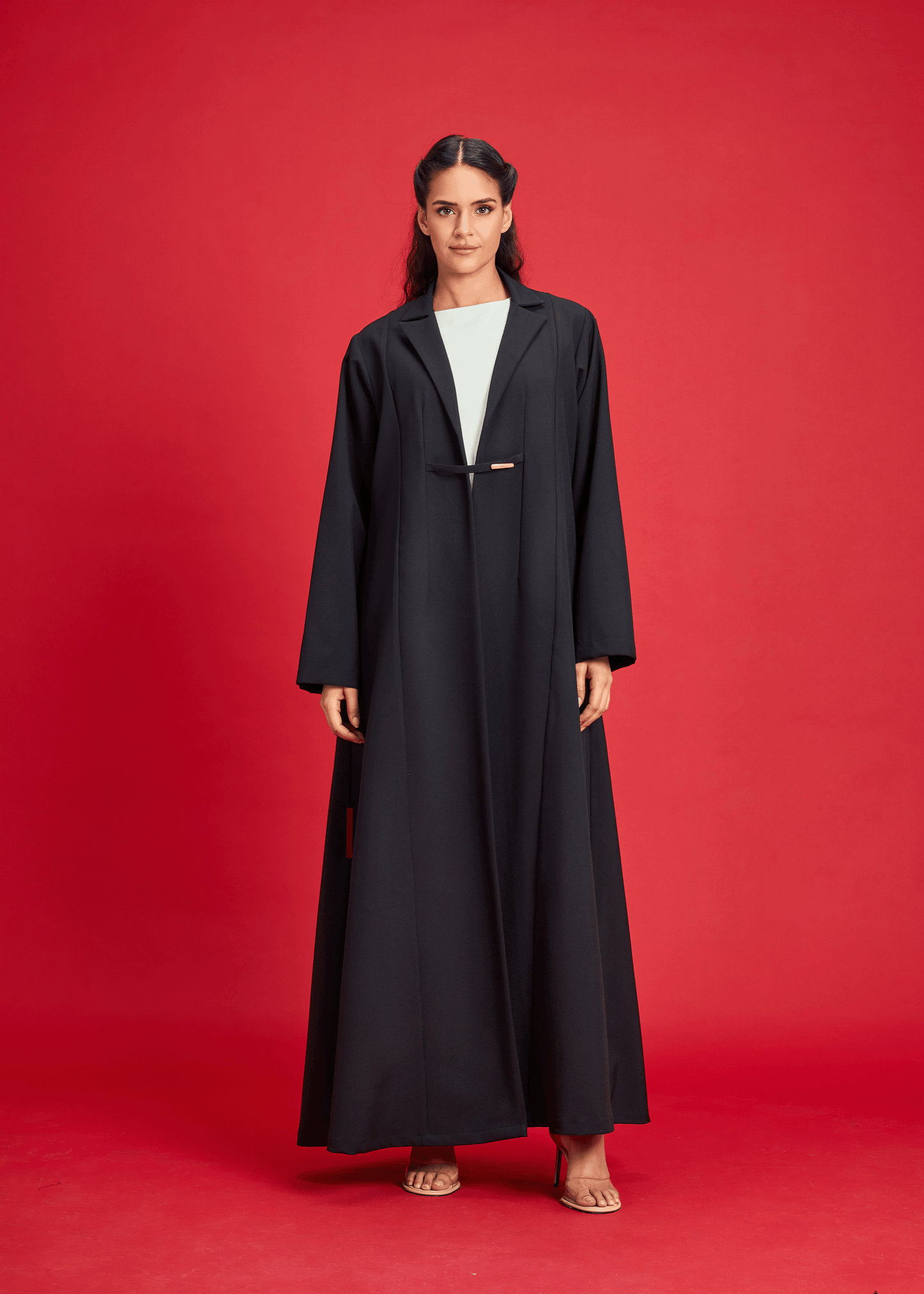 BLACK LIGHT CREPE COAT STYLE