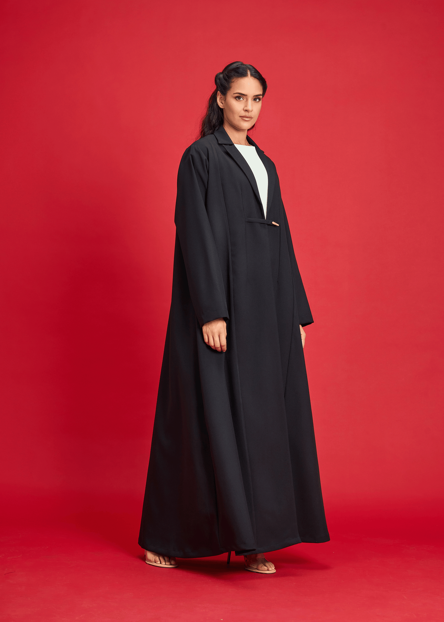 BLACK LIGHT CREPE COAT STYLE