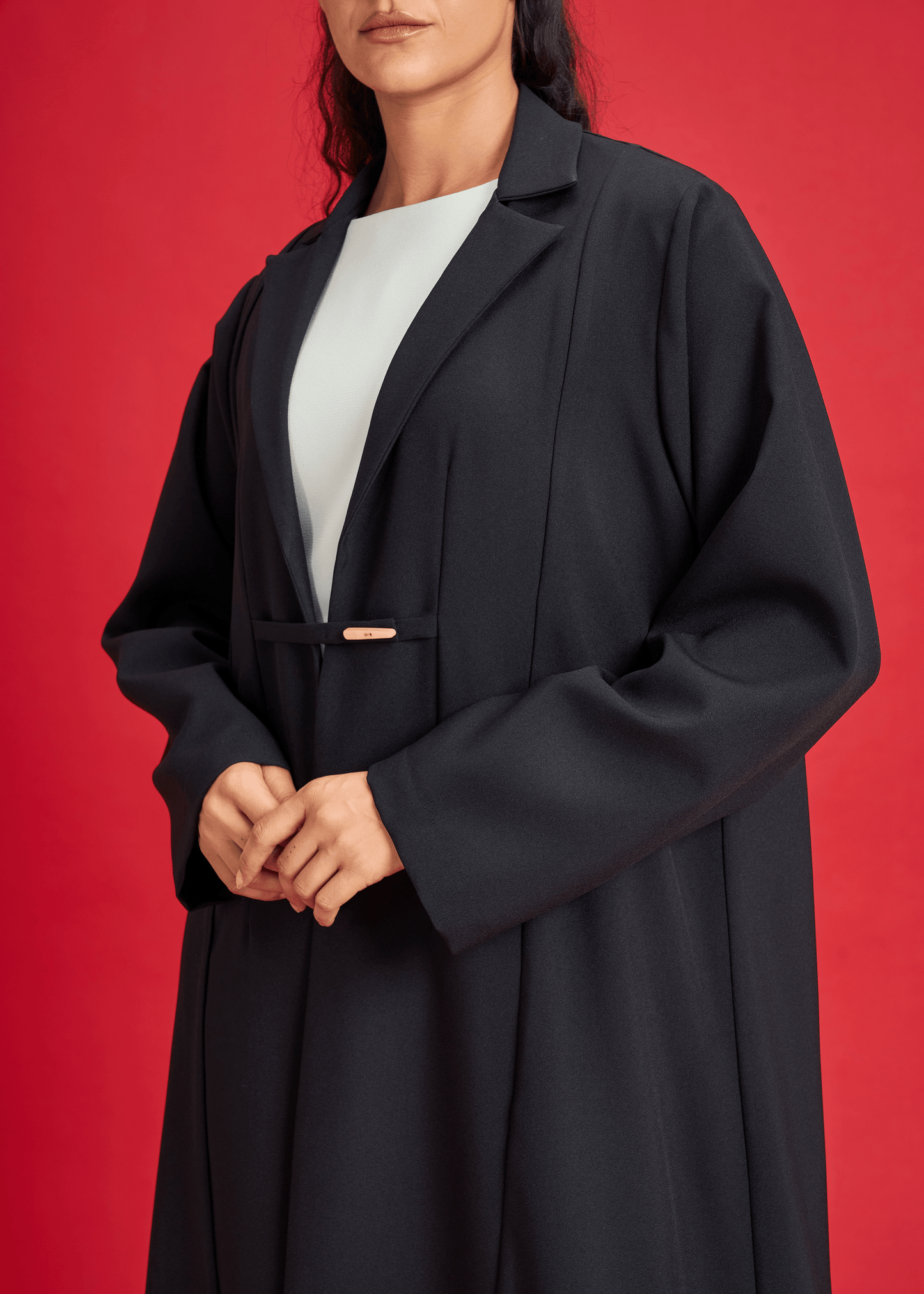 BLACK LIGHT CREPE COAT STYLE