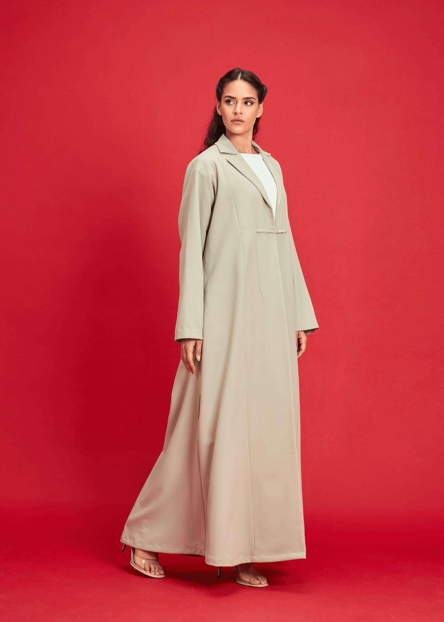 LIGHT GREEN CREPE COAT STYLE