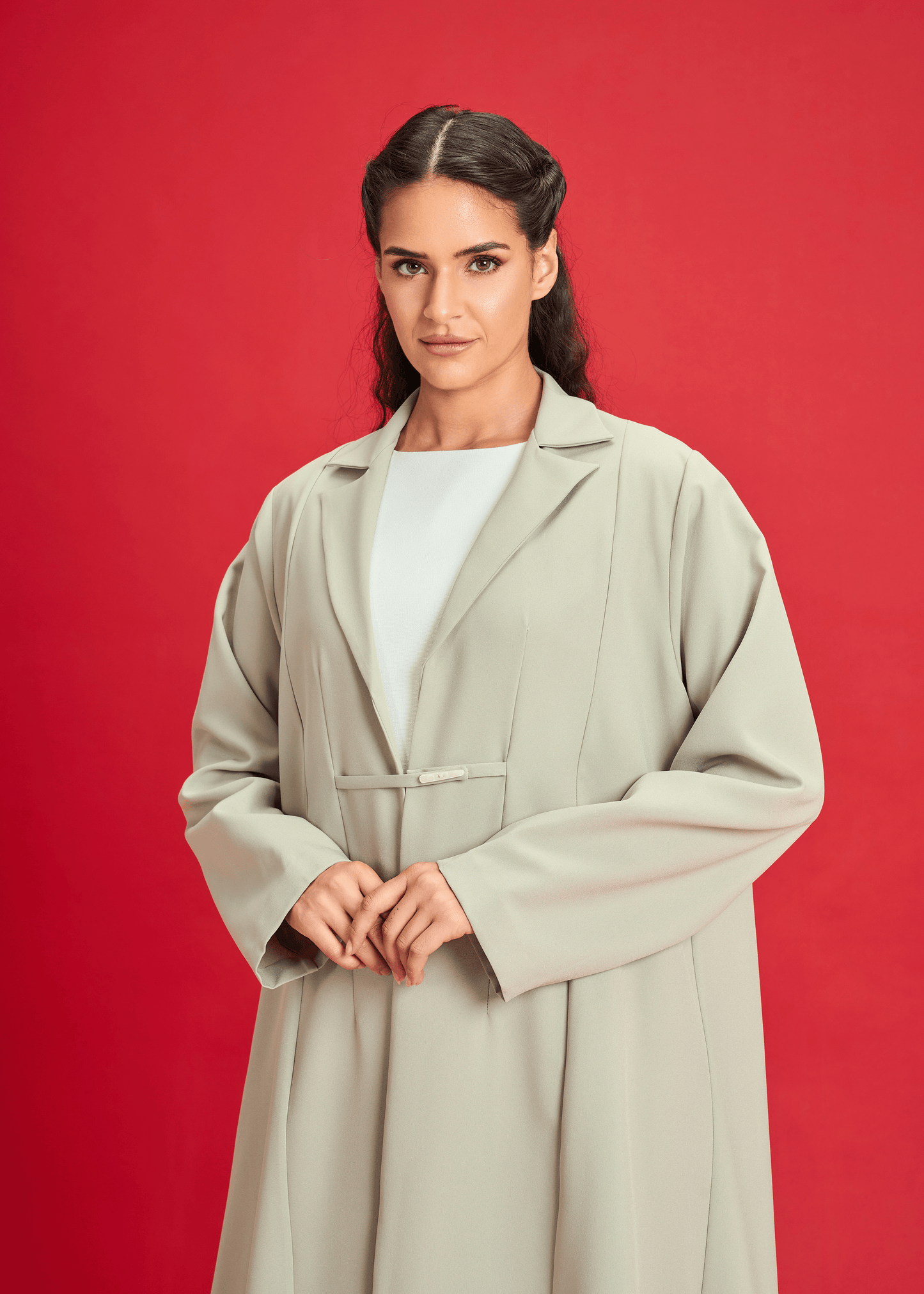 LIGHT GREEN CREPE COAT STYLE