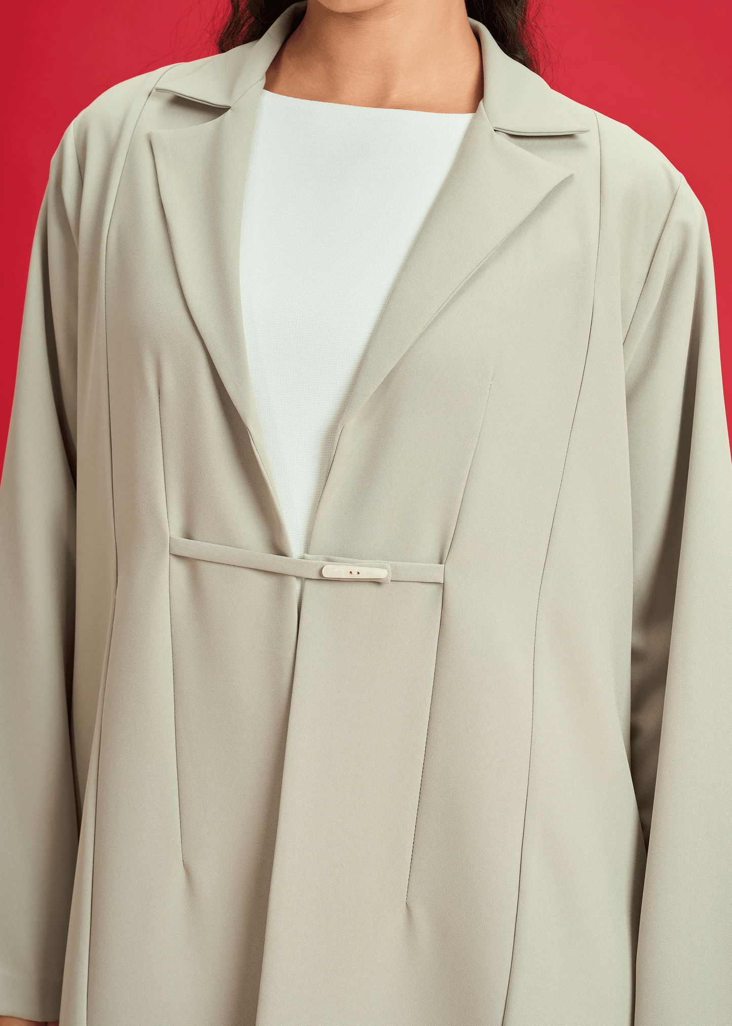 LIGHT GREEN CREPE COAT STYLE