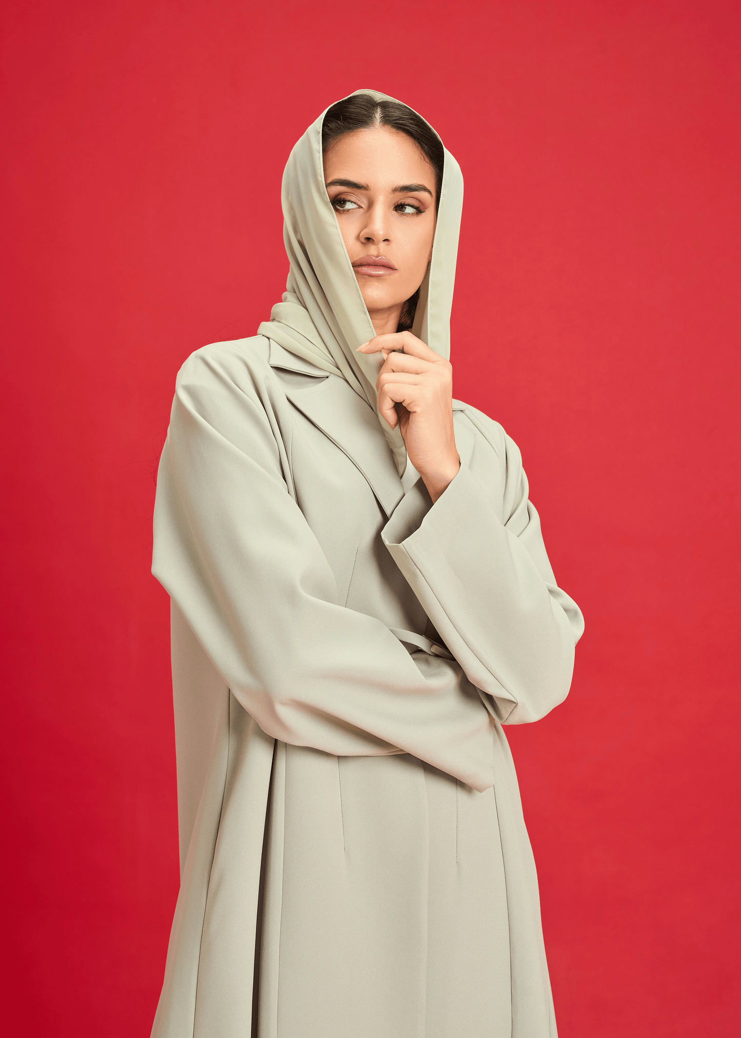 LIGHT GREEN CREPE COAT STYLE