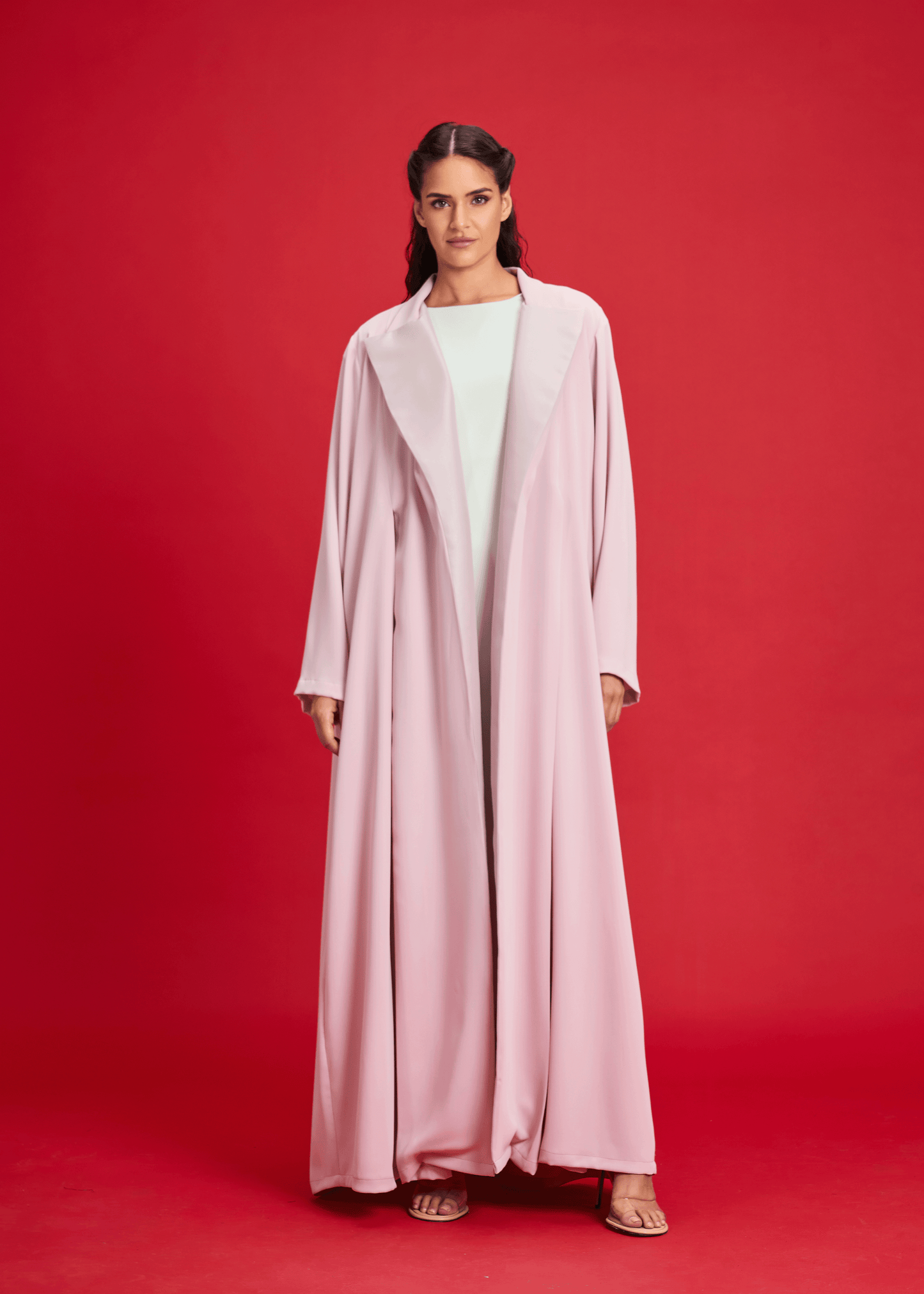 LIGHT PINK BLAZER STYLE ABAYA