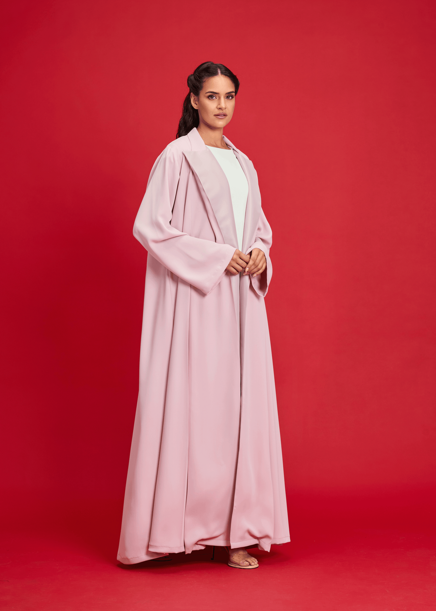 LIGHT PINK BLAZER STYLE ABAYA