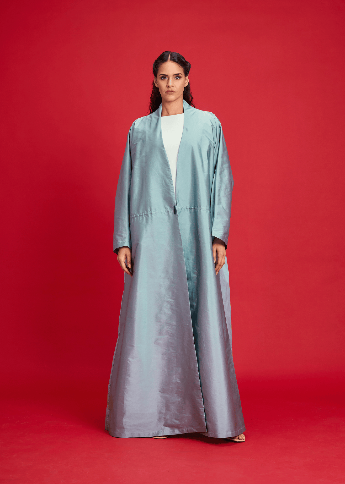 LIGHT BLUE PLAIN TAFFETA ABAYA
