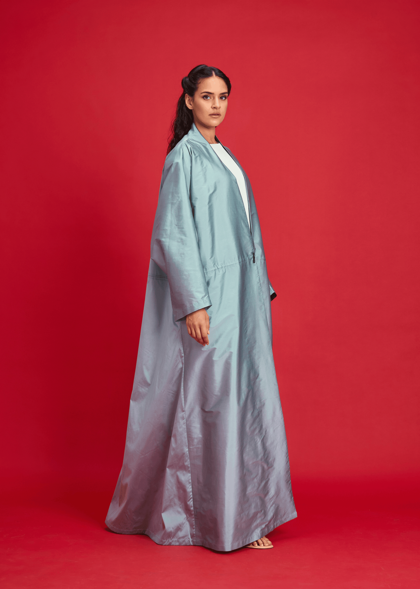 LIGHT BLUE PLAIN TAFFETA ABAYA