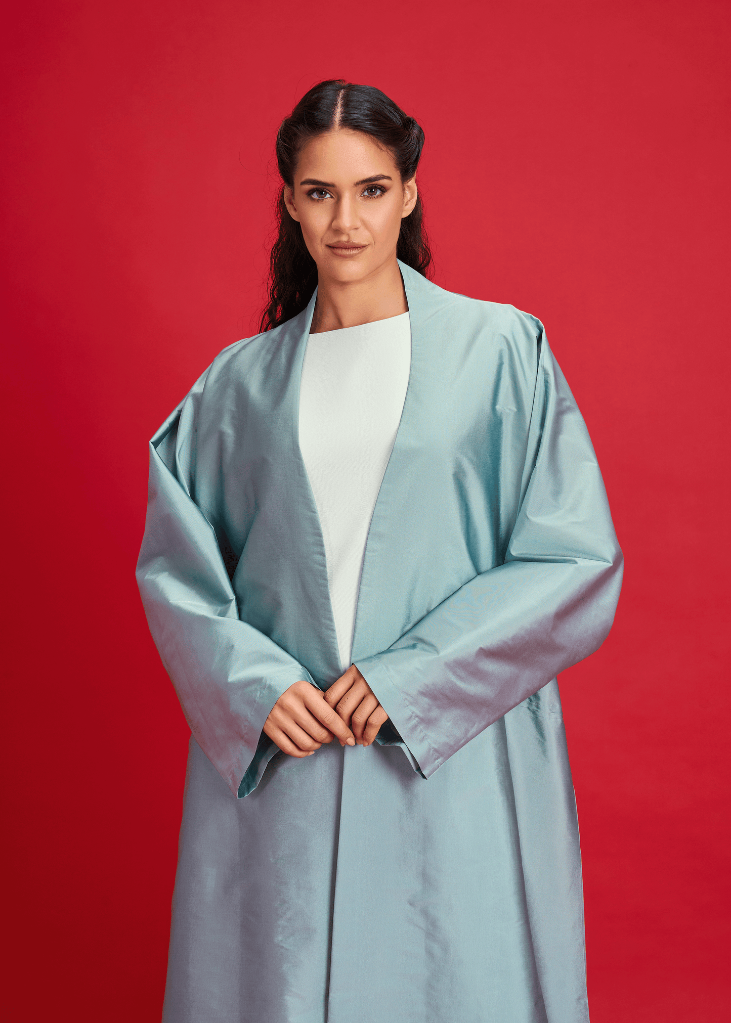 LIGHT BLUE PLAIN TAFFETA ABAYA