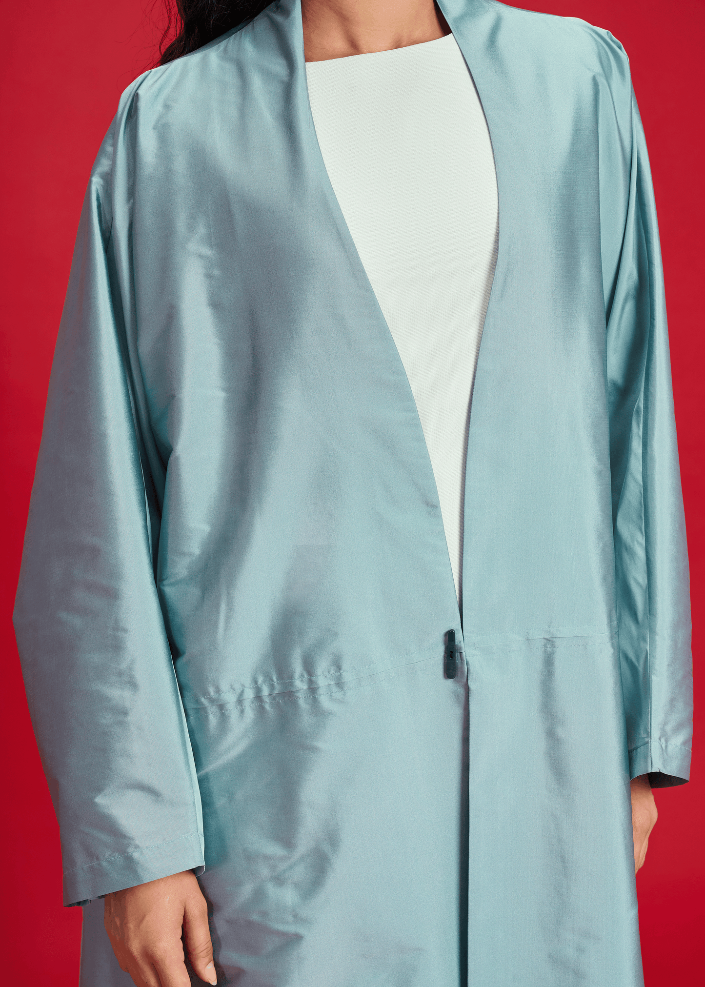LIGHT BLUE PLAIN TAFFETA ABAYA