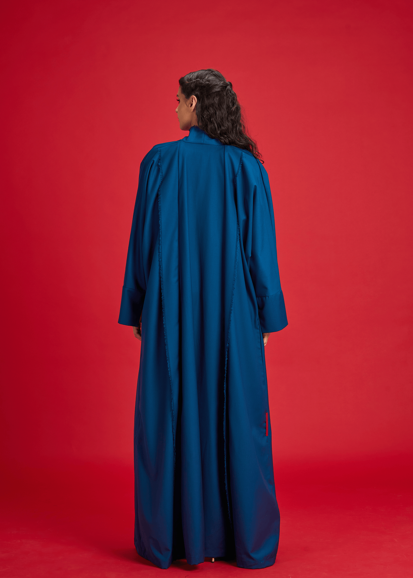 BLUE PANELLED LINEN ABAYA