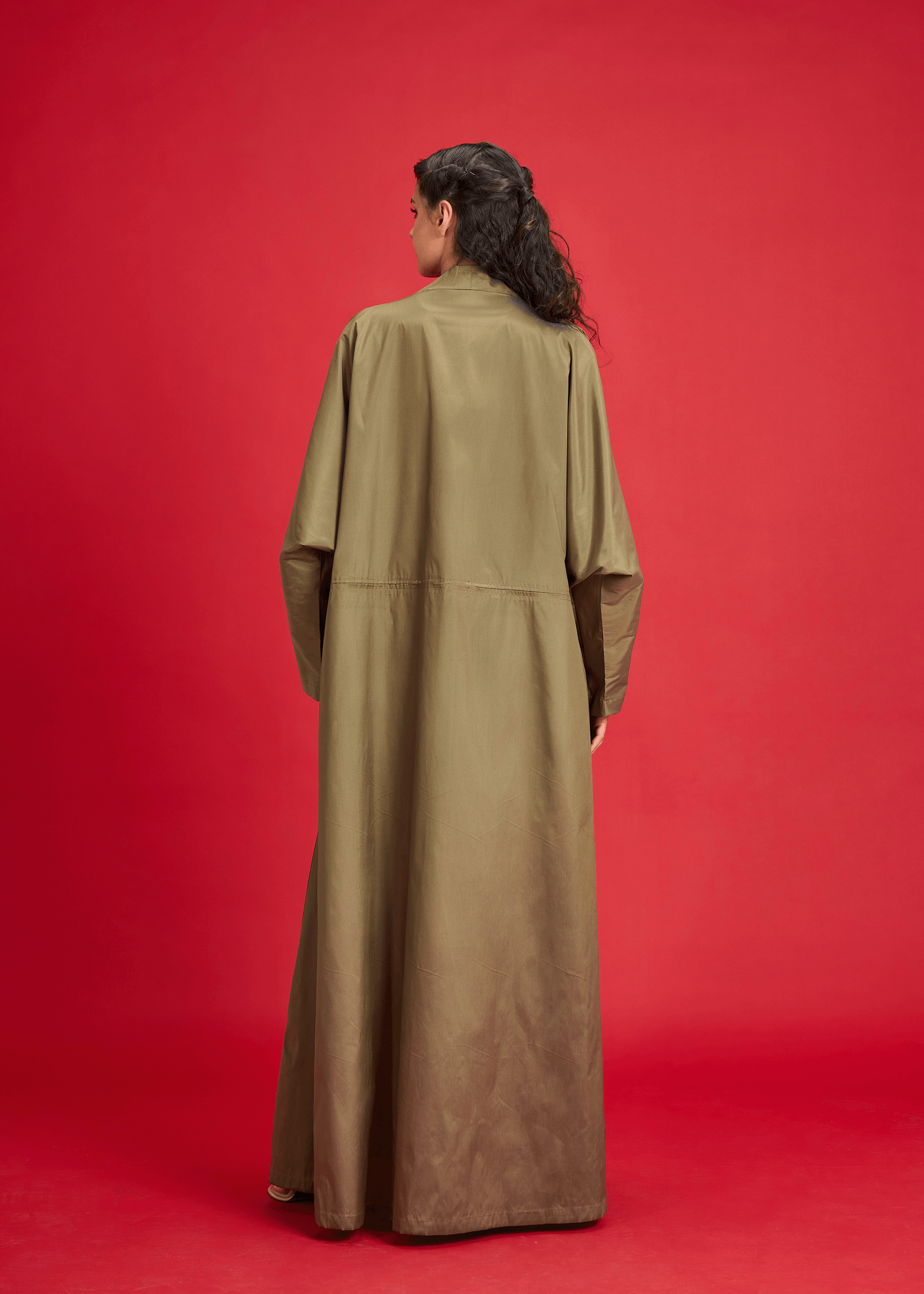 OLIVE PLAIN TAFFETA ABAYA