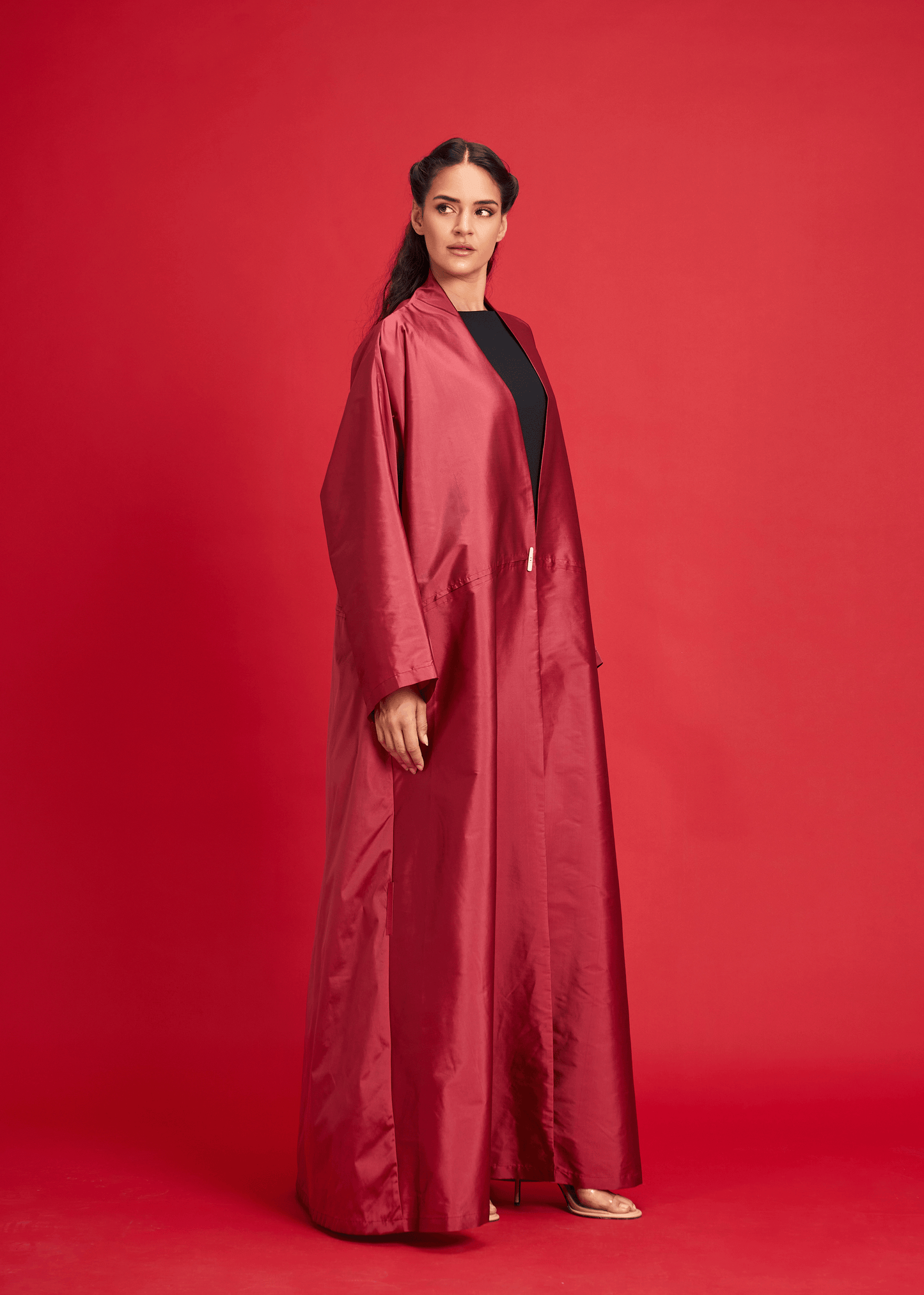 DARK PEACH PLAIN TAFFETA ABAYA