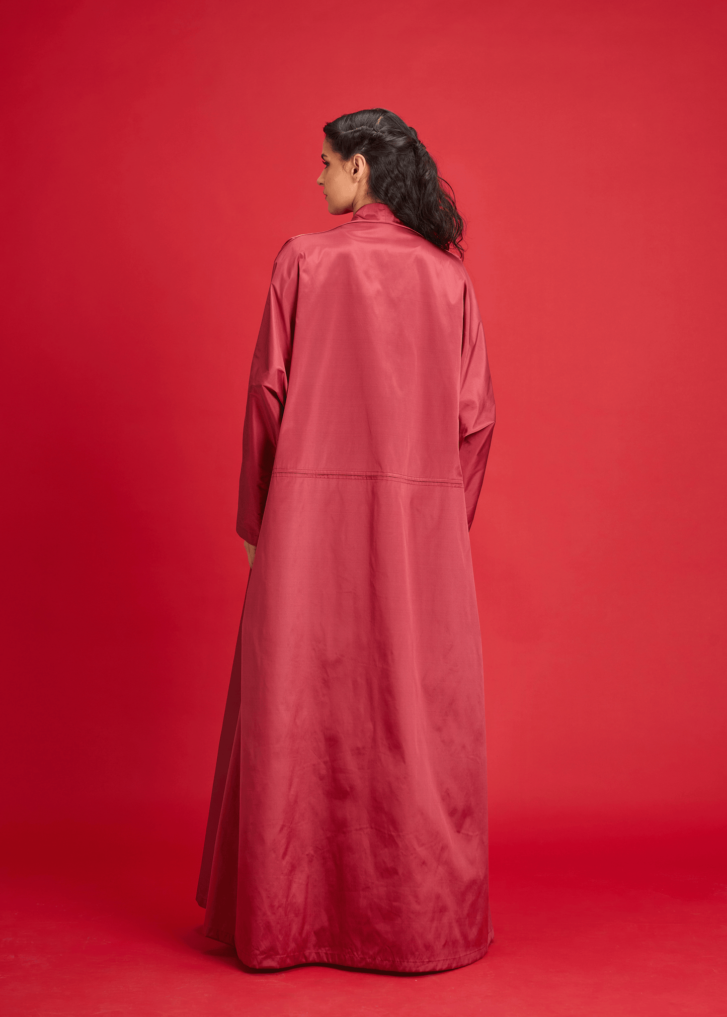 DARK PEACH PLAIN TAFFETA ABAYA