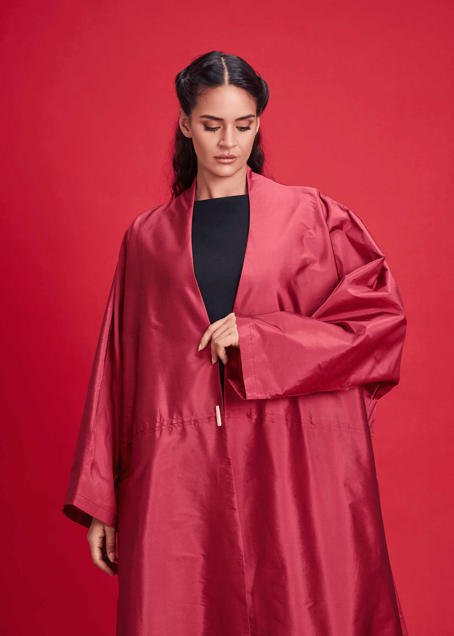 DARK PEACH PLAIN TAFFETA ABAYA