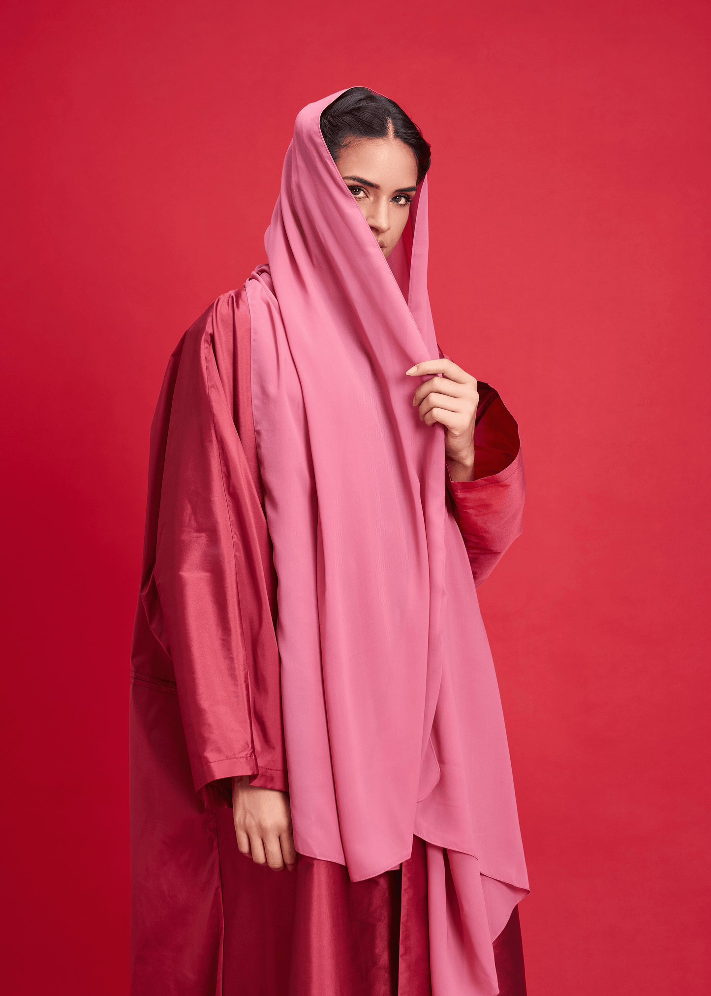 DARK PEACH PLAIN TAFFETA ABAYA