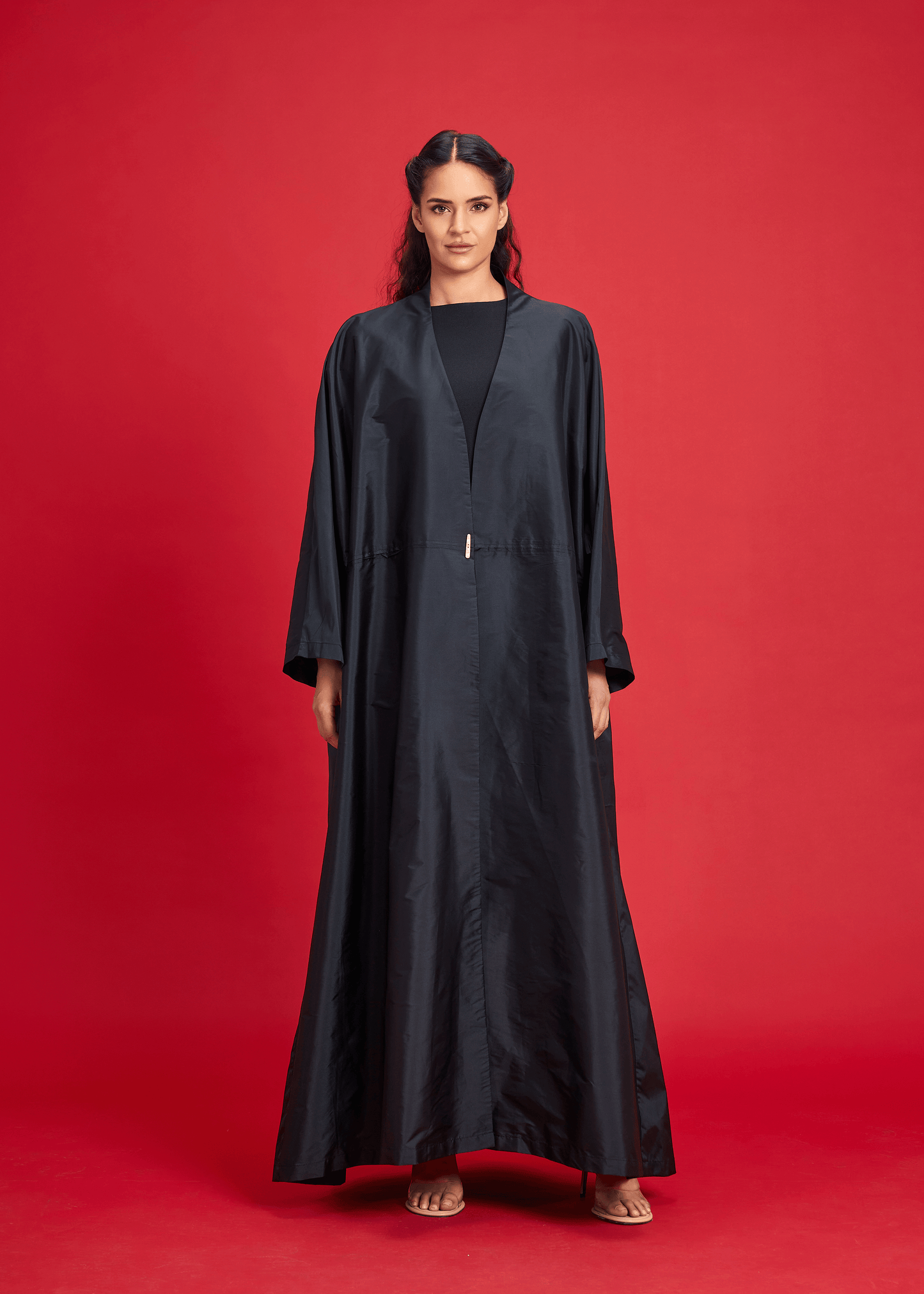 BLACK PLAIN TAFFETA ABAYA