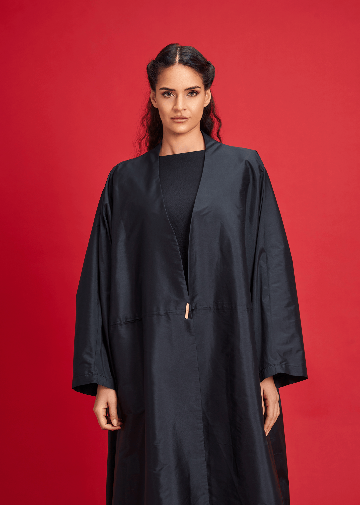 BLACK PLAIN TAFFETA ABAYA