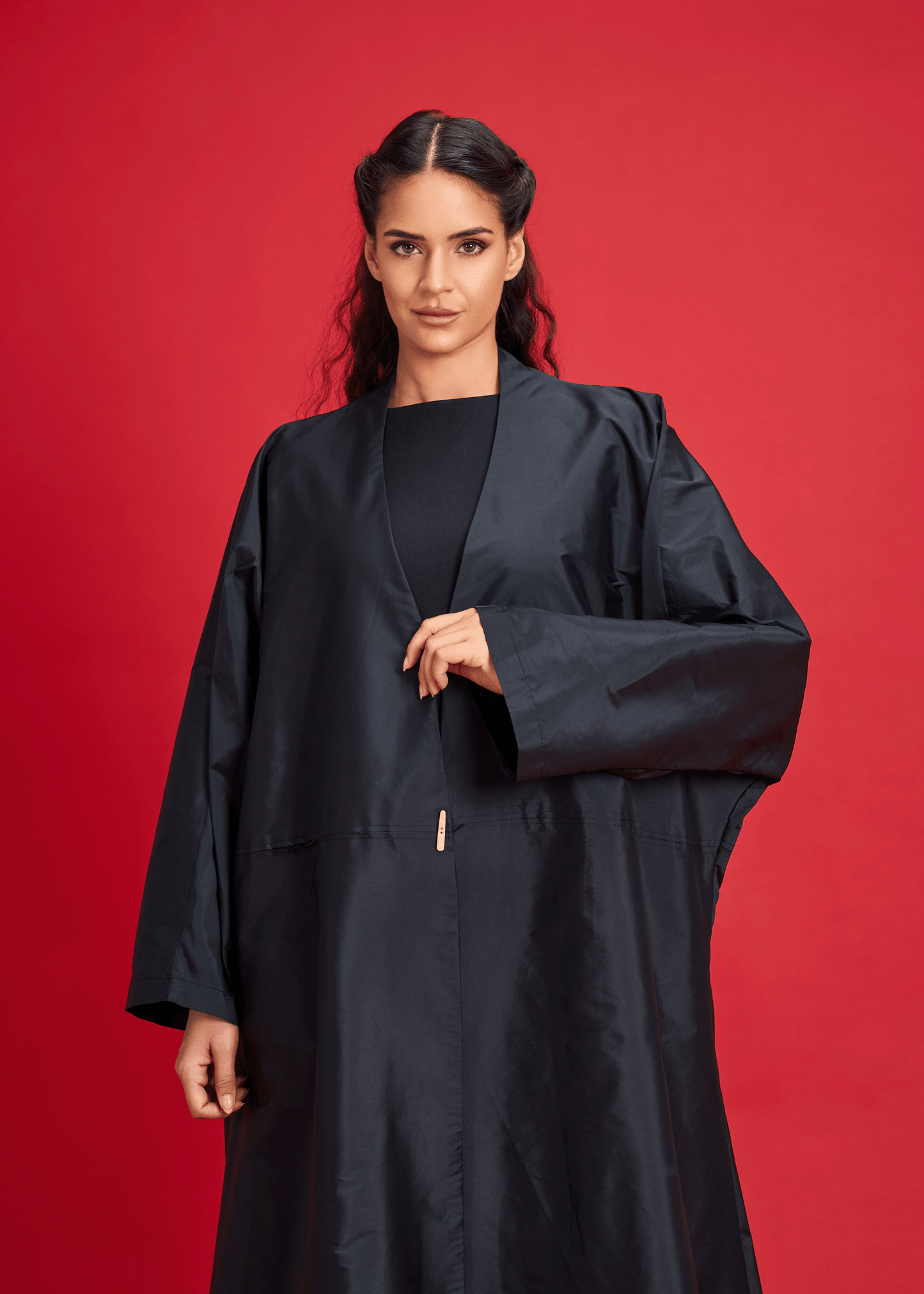 BLACK PLAIN TAFFETA ABAYA