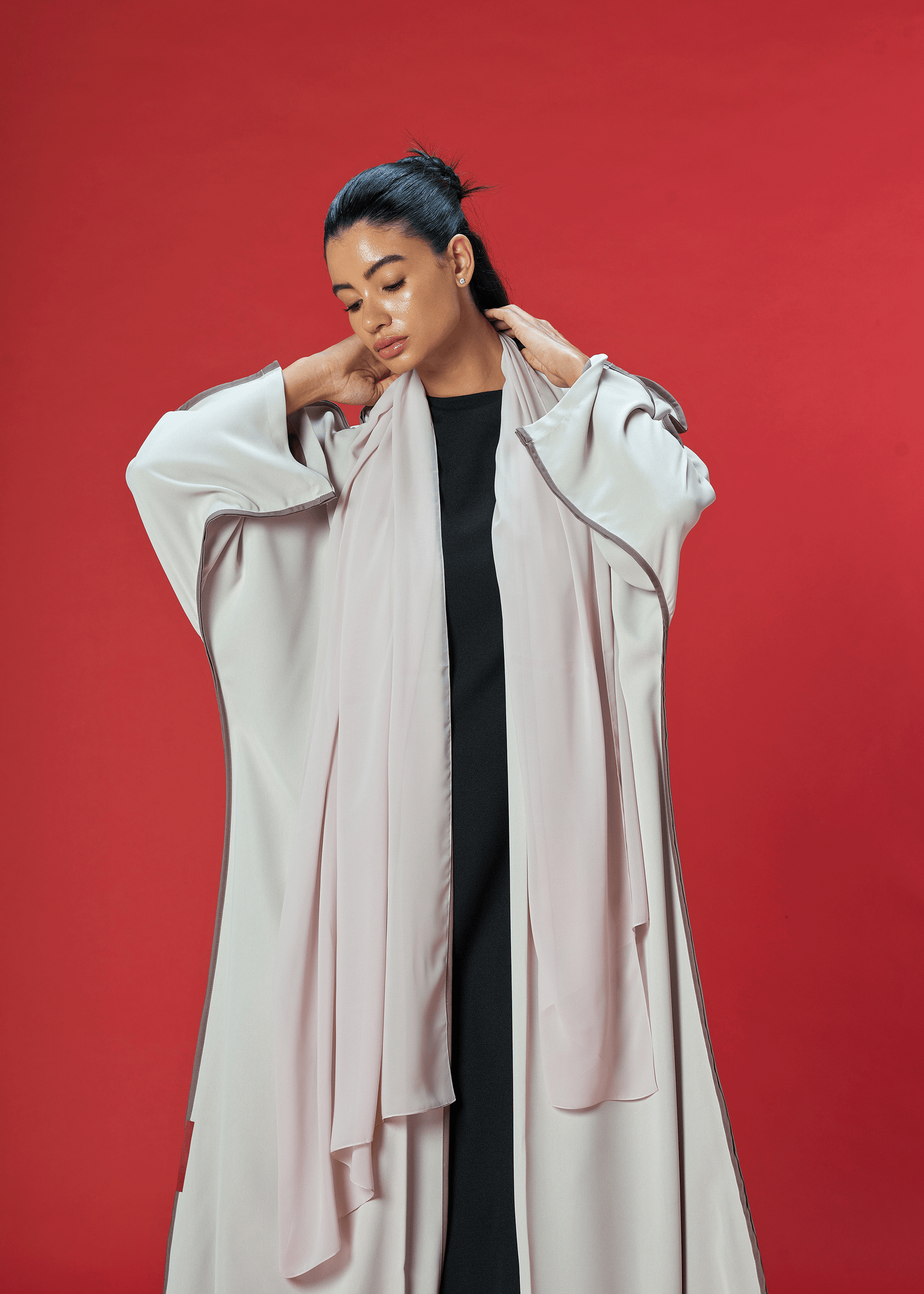 CLAY TWO TONED CREPE ABAYA