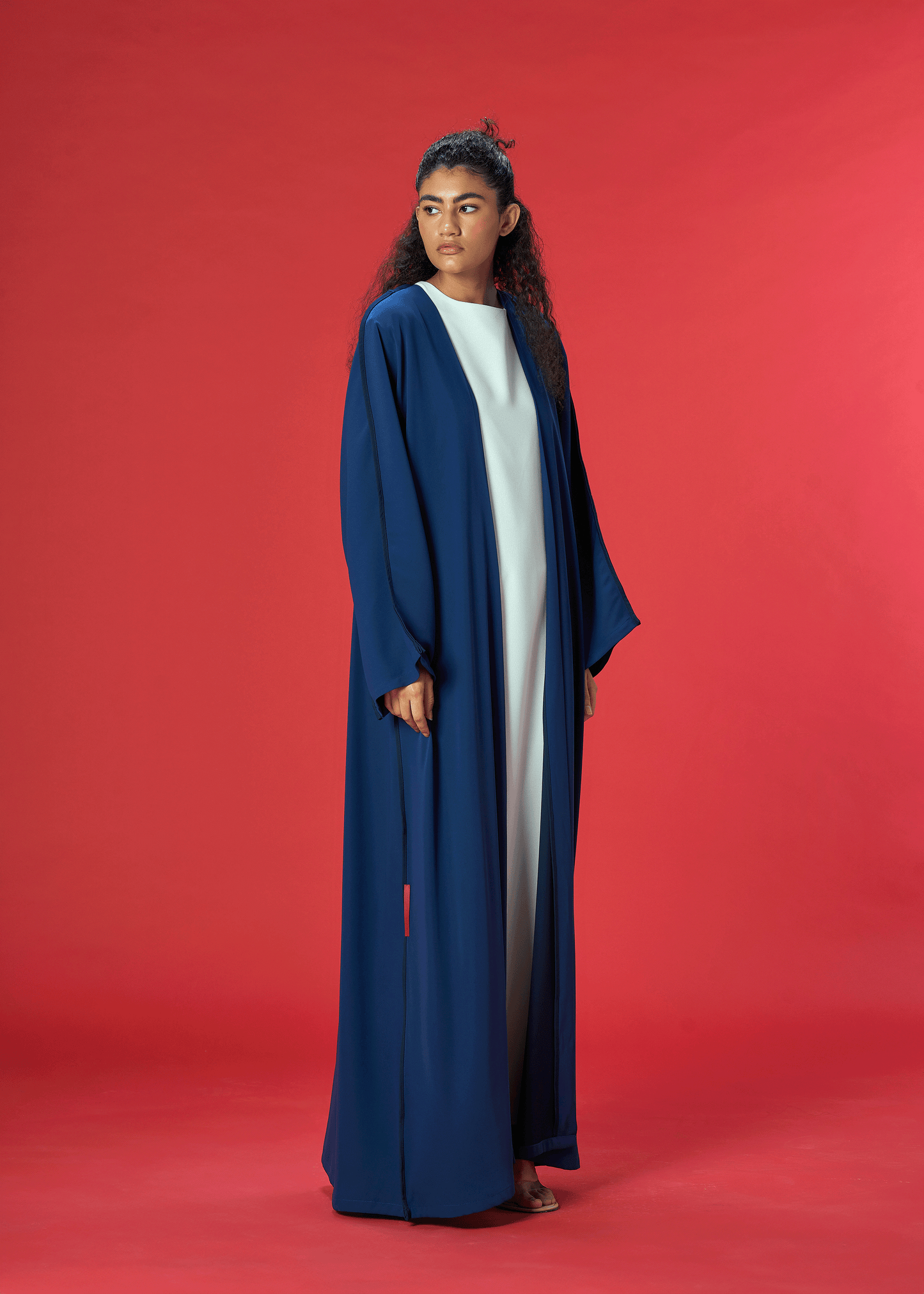 NAVY BLUE TWO TONED CREPE ABAYA