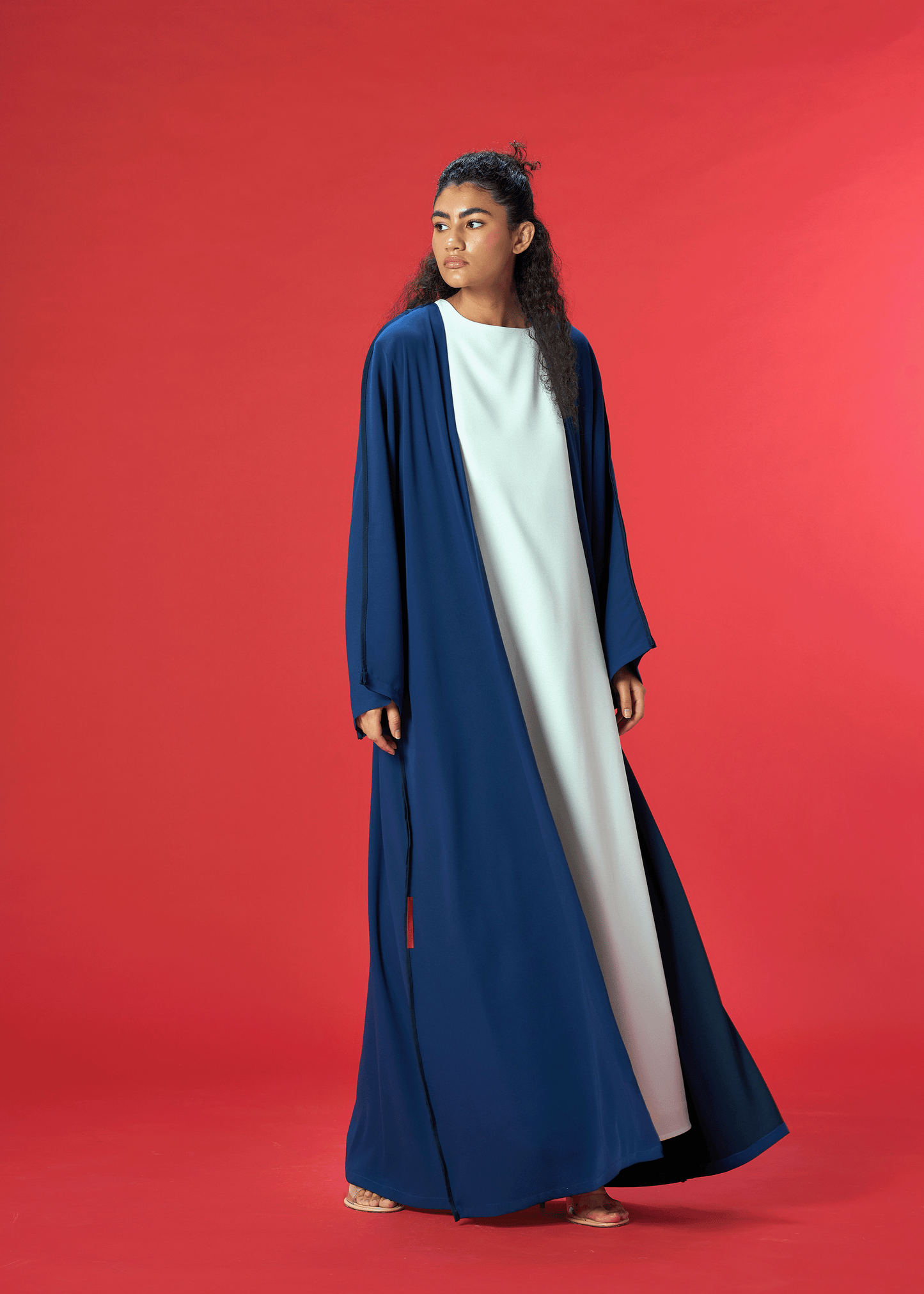 NAVY BLUE TWO TONED CREPE ABAYA