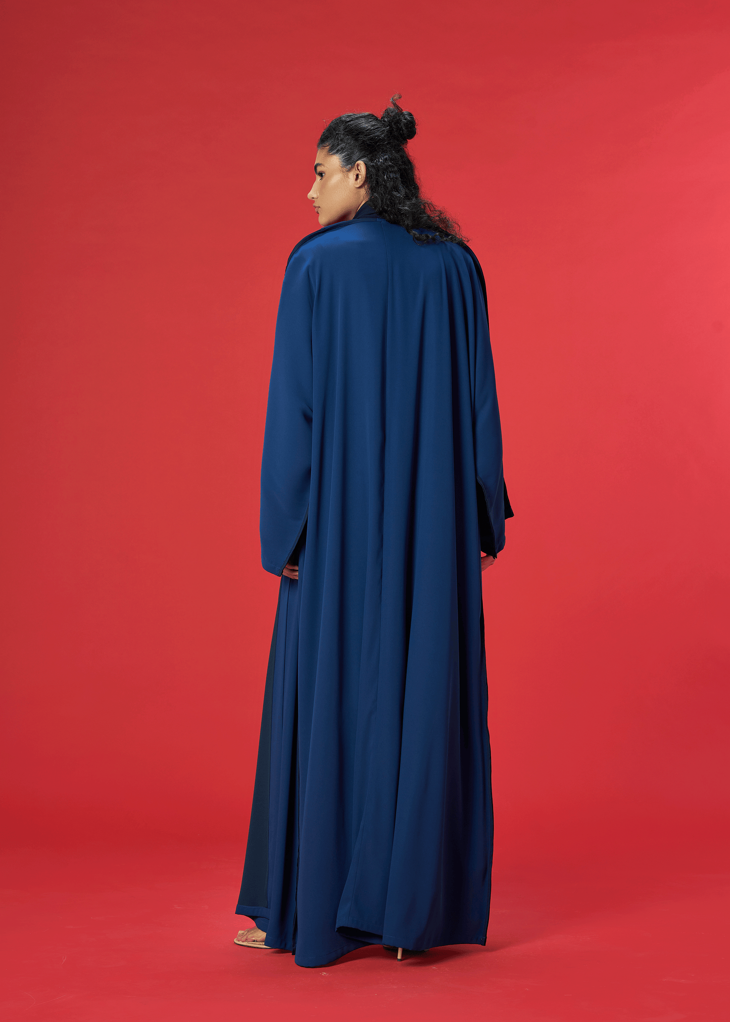 NAVY BLUE TWO TONED CREPE ABAYA
