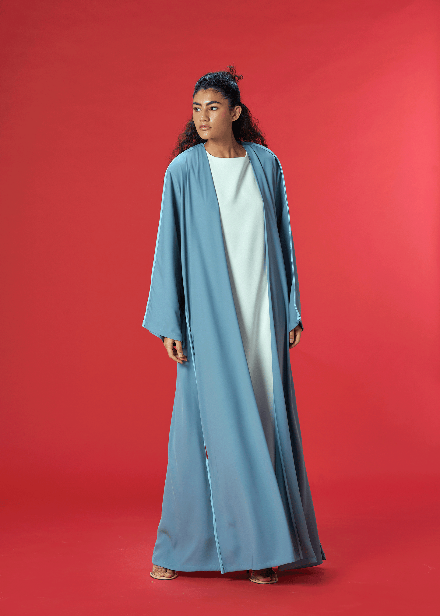 BLUE TWO TONED CREPE ABAYA