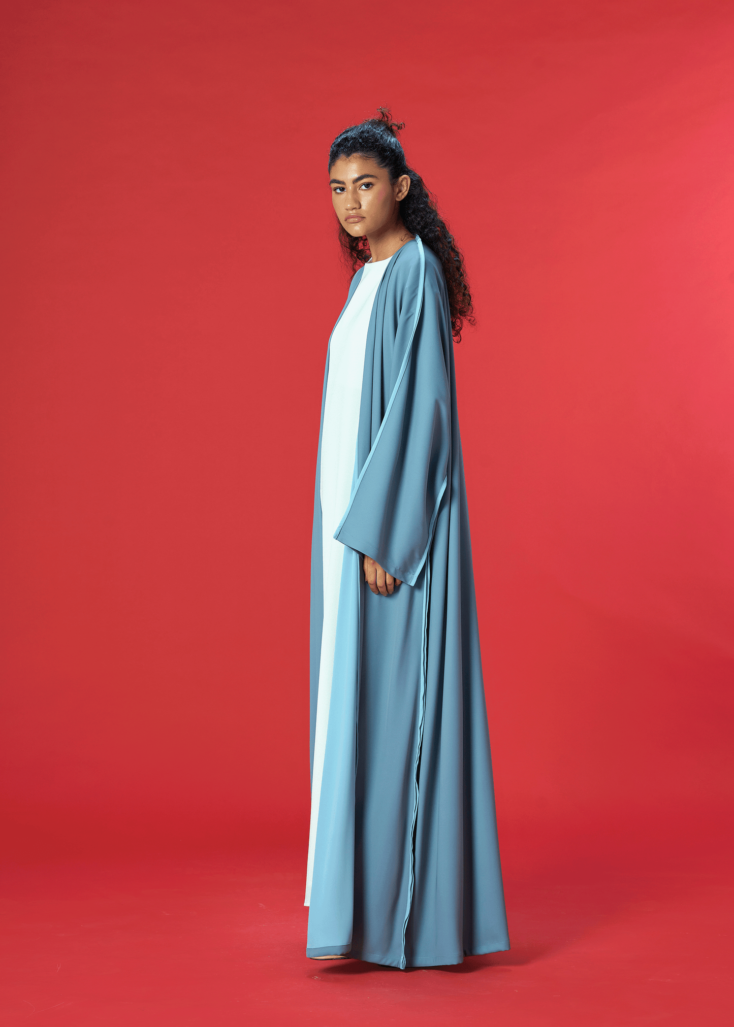 BLUE TWO TONED CREPE ABAYA