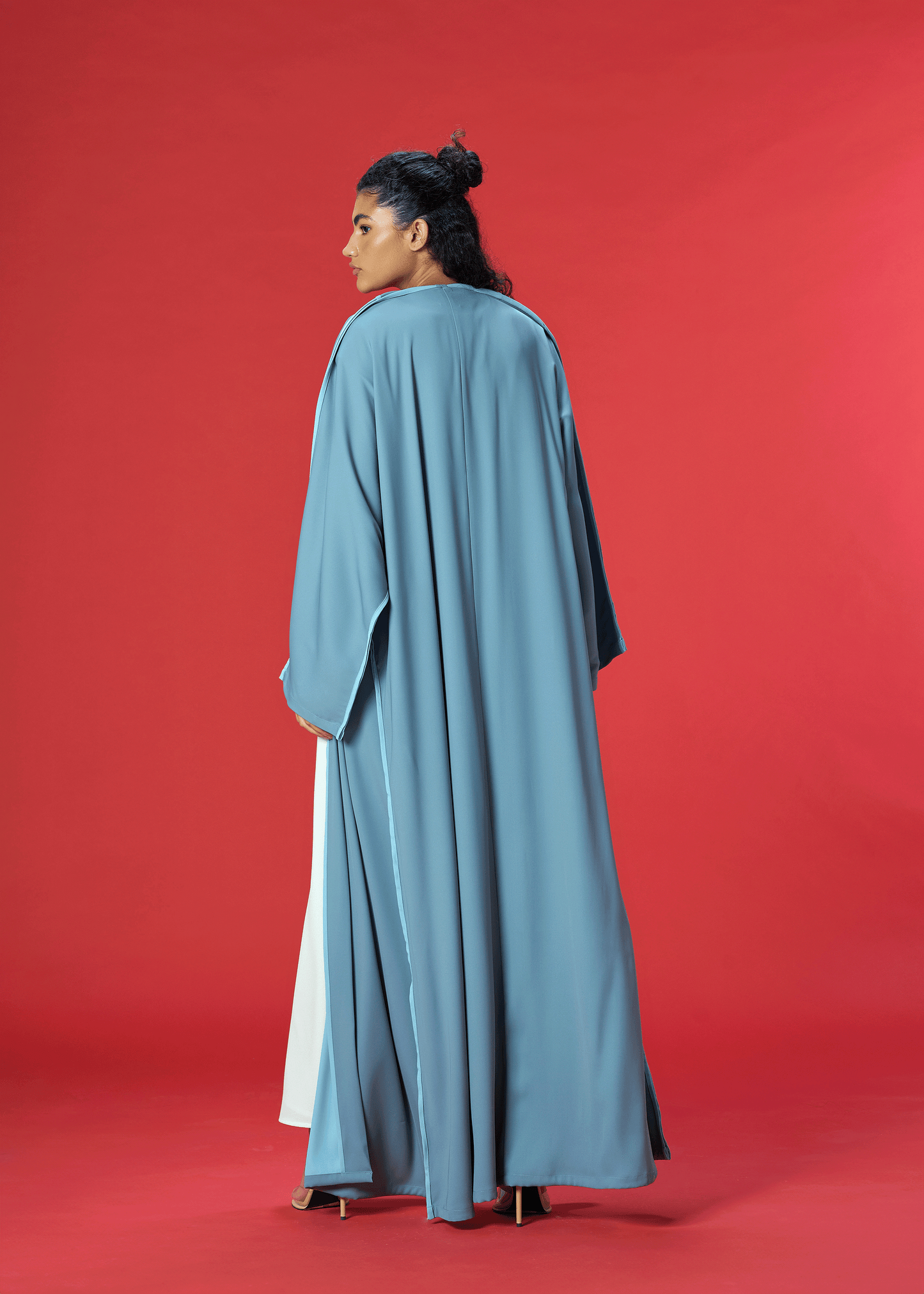 BLUE TWO TONED CREPE ABAYA