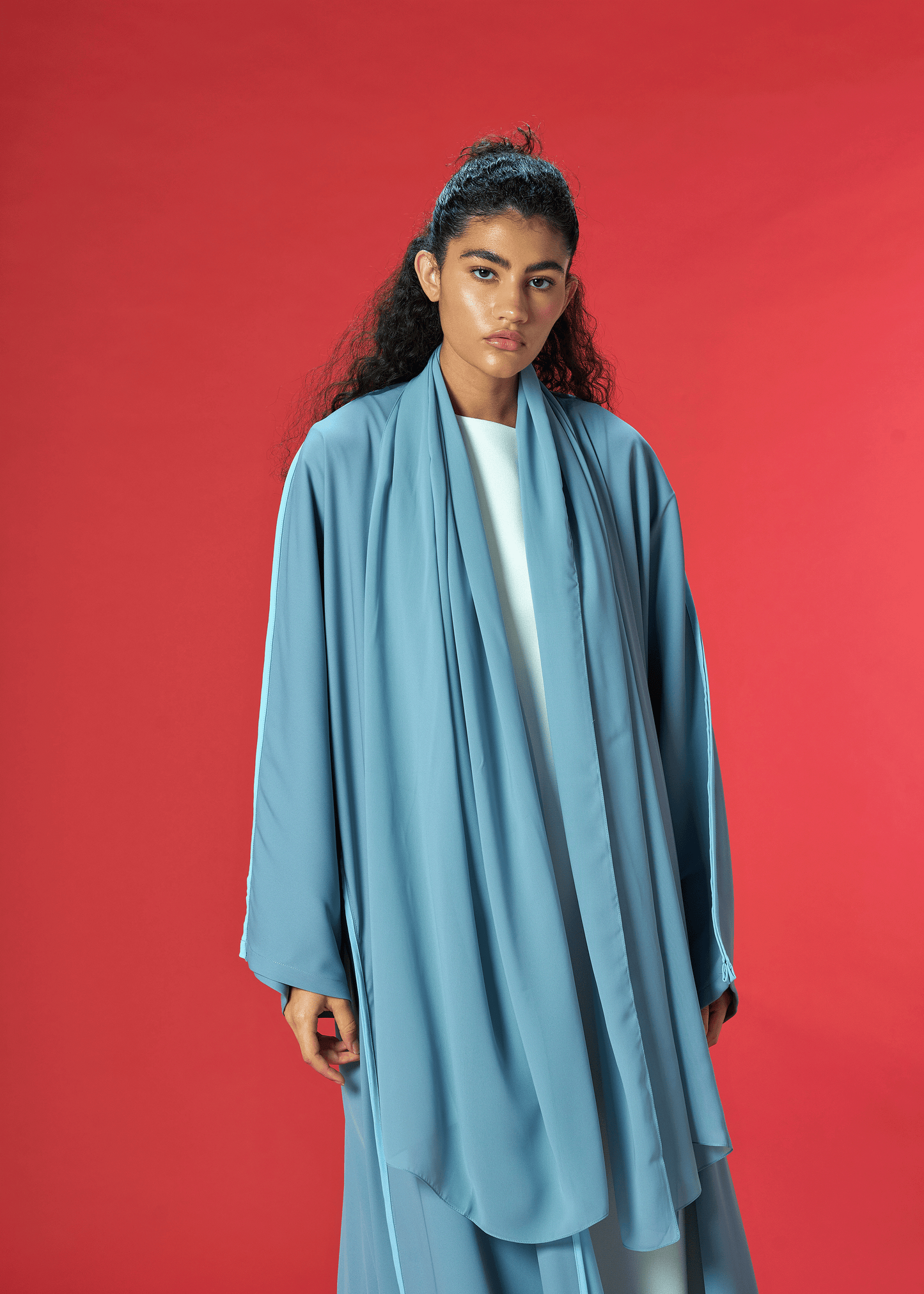BLUE TWO TONED CREPE ABAYA