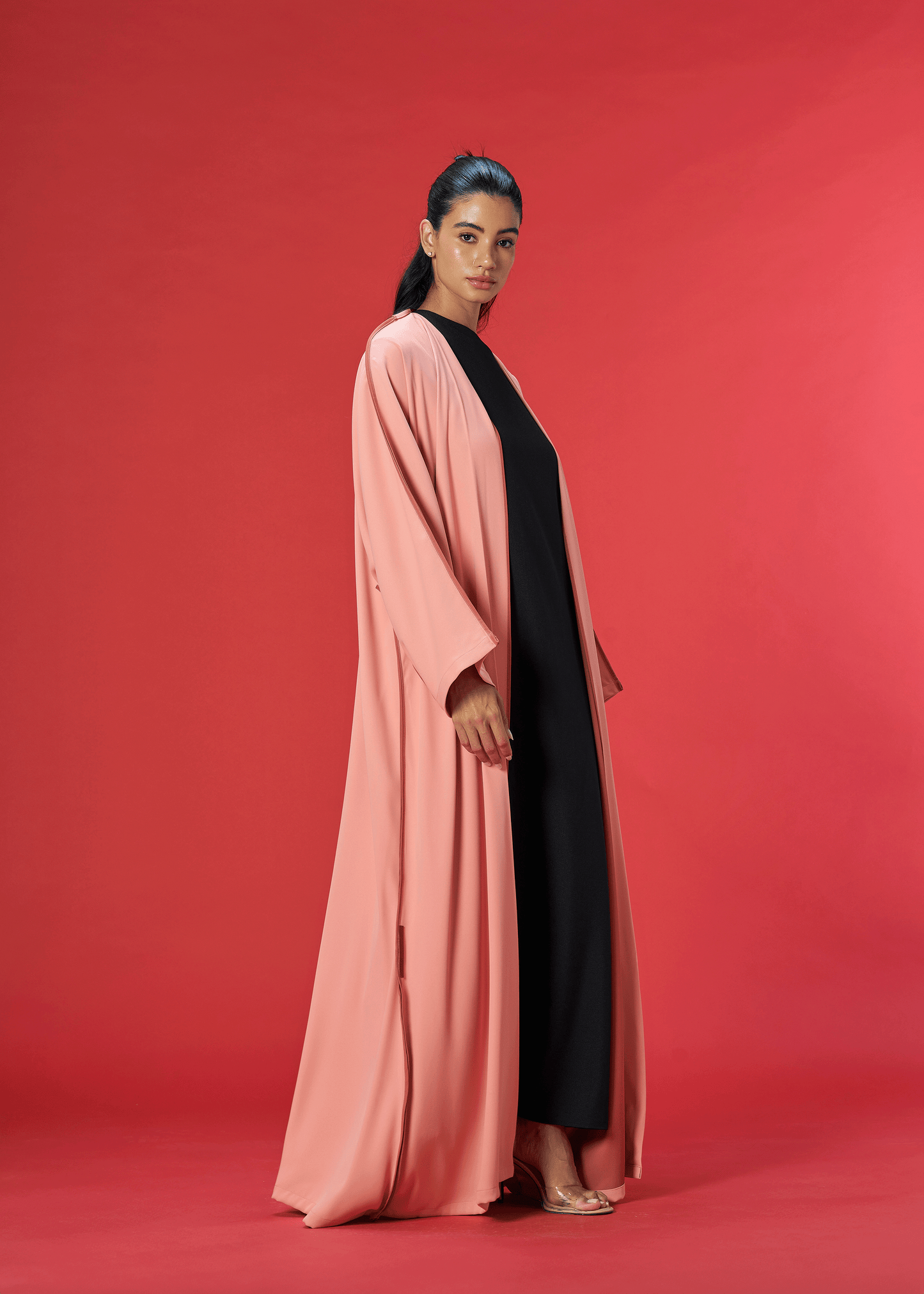 CORAL TWO TONED CREPE ABAYA