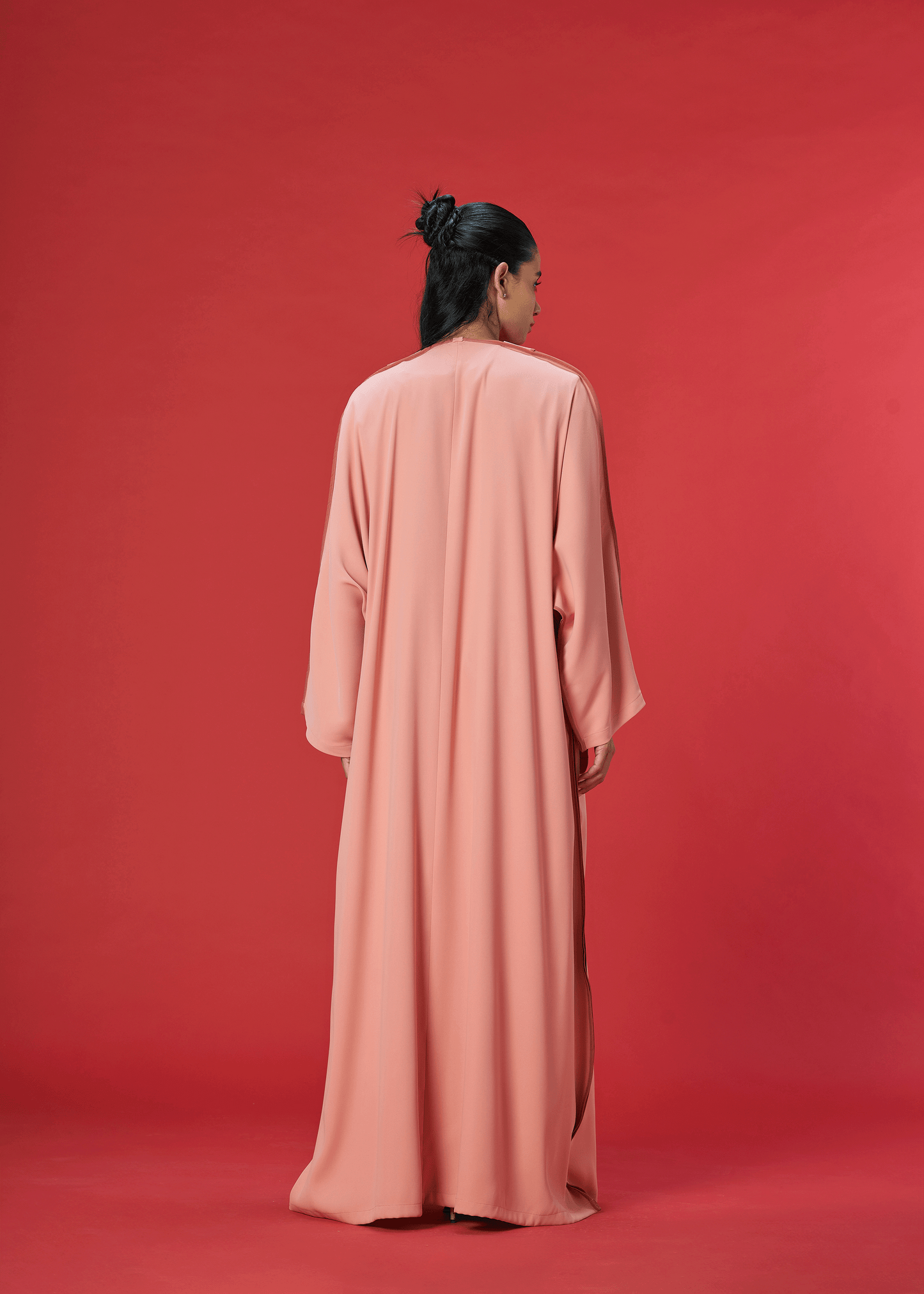 CORAL TWO TONED CREPE ABAYA