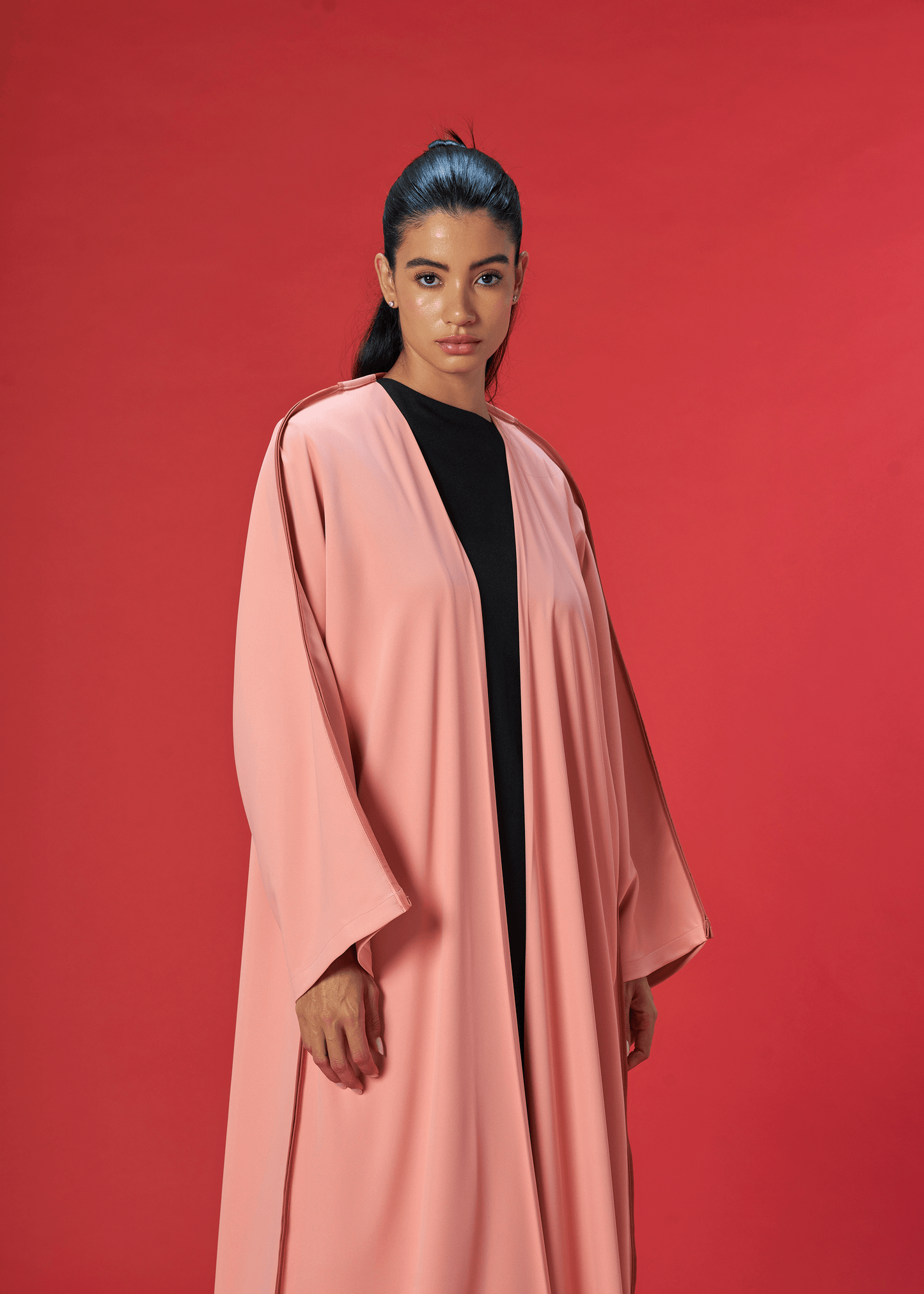 CORAL TWO TONED CREPE ABAYA