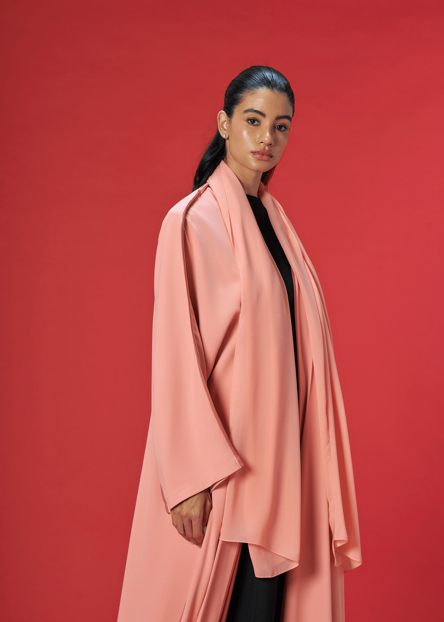 CORAL TWO TONED CREPE ABAYA