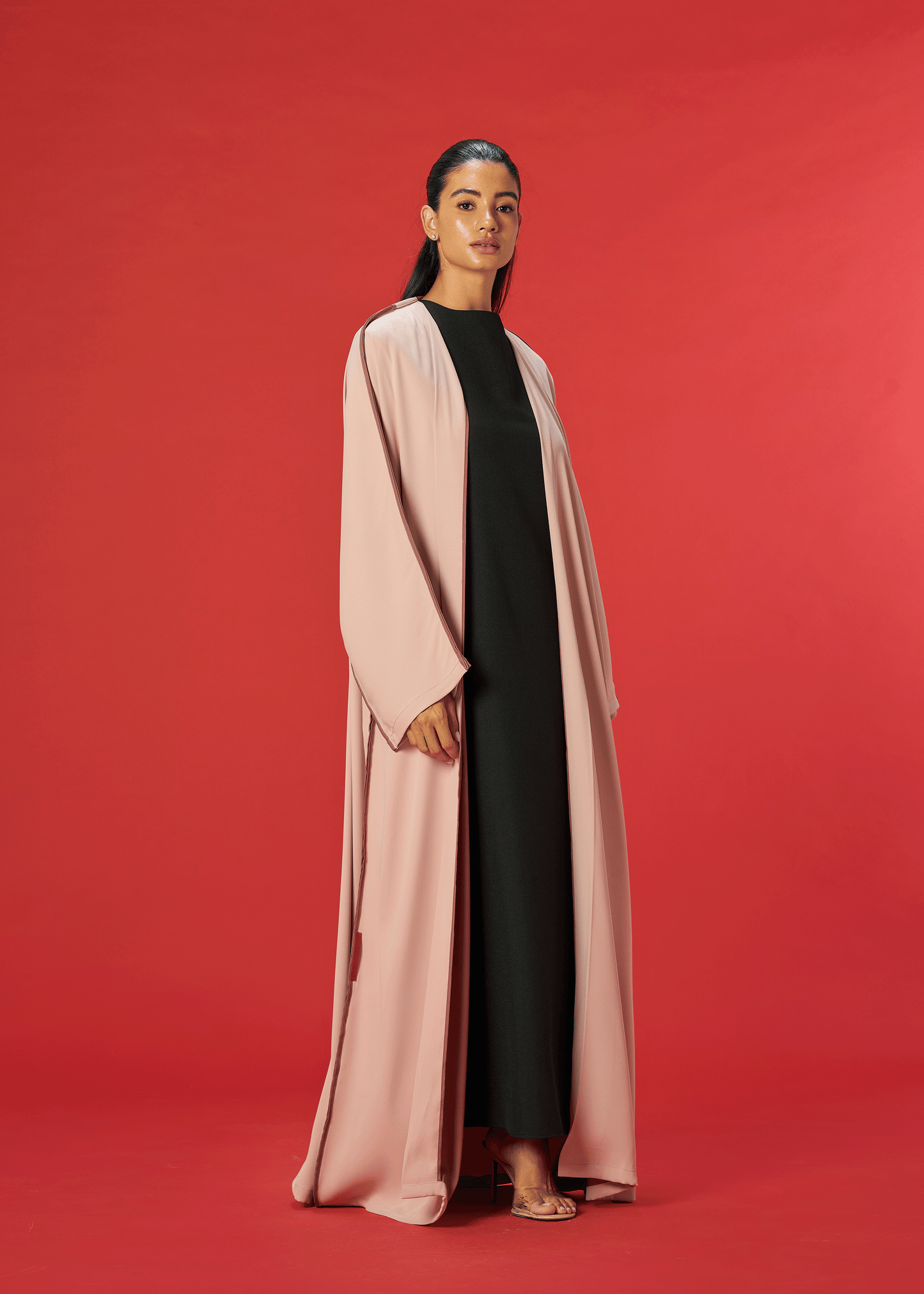 CREAM TWO TONED CREPE ABAYA