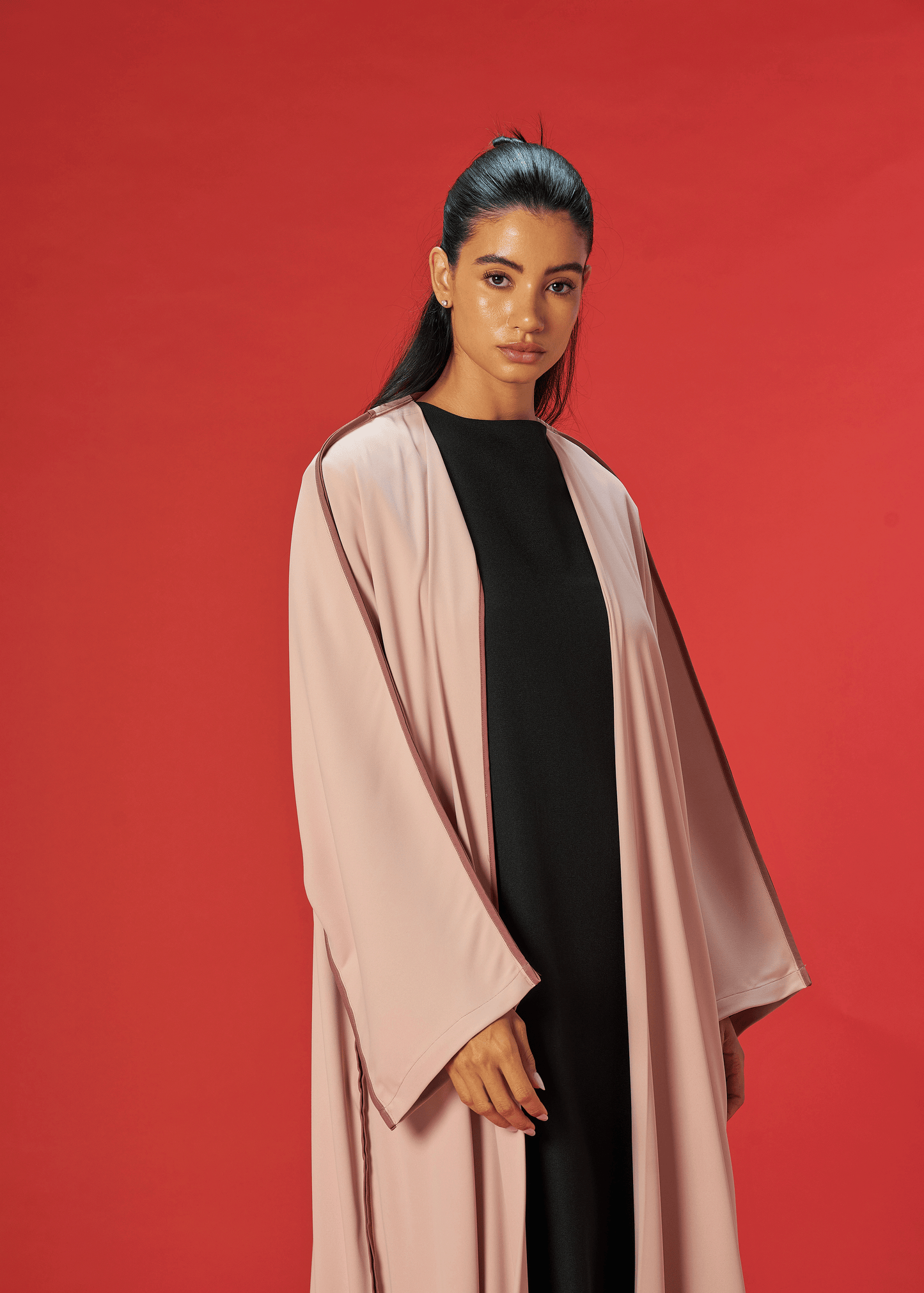 CREAM TWO TONED CREPE ABAYA
