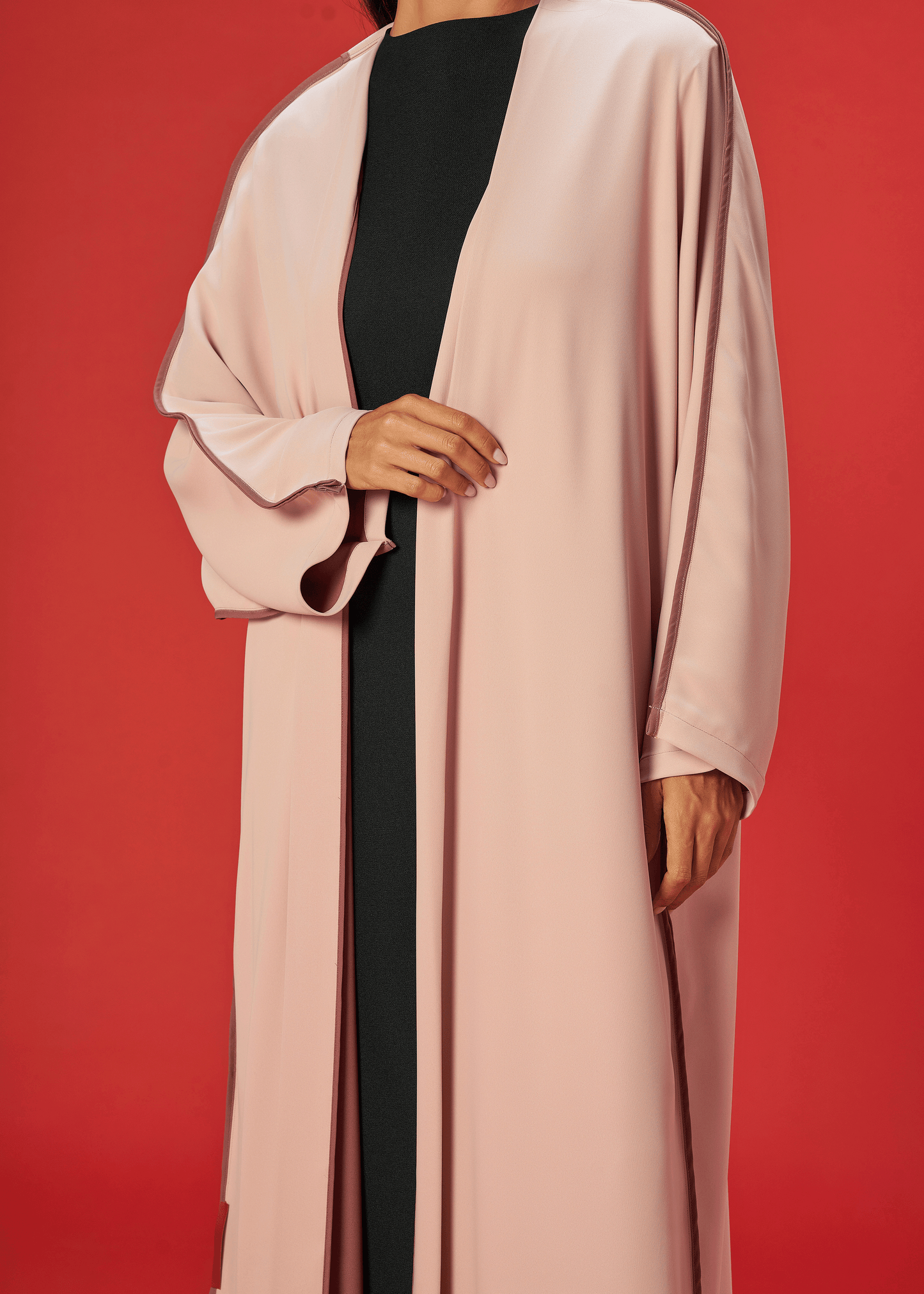 CREAM TWO TONED CREPE ABAYA