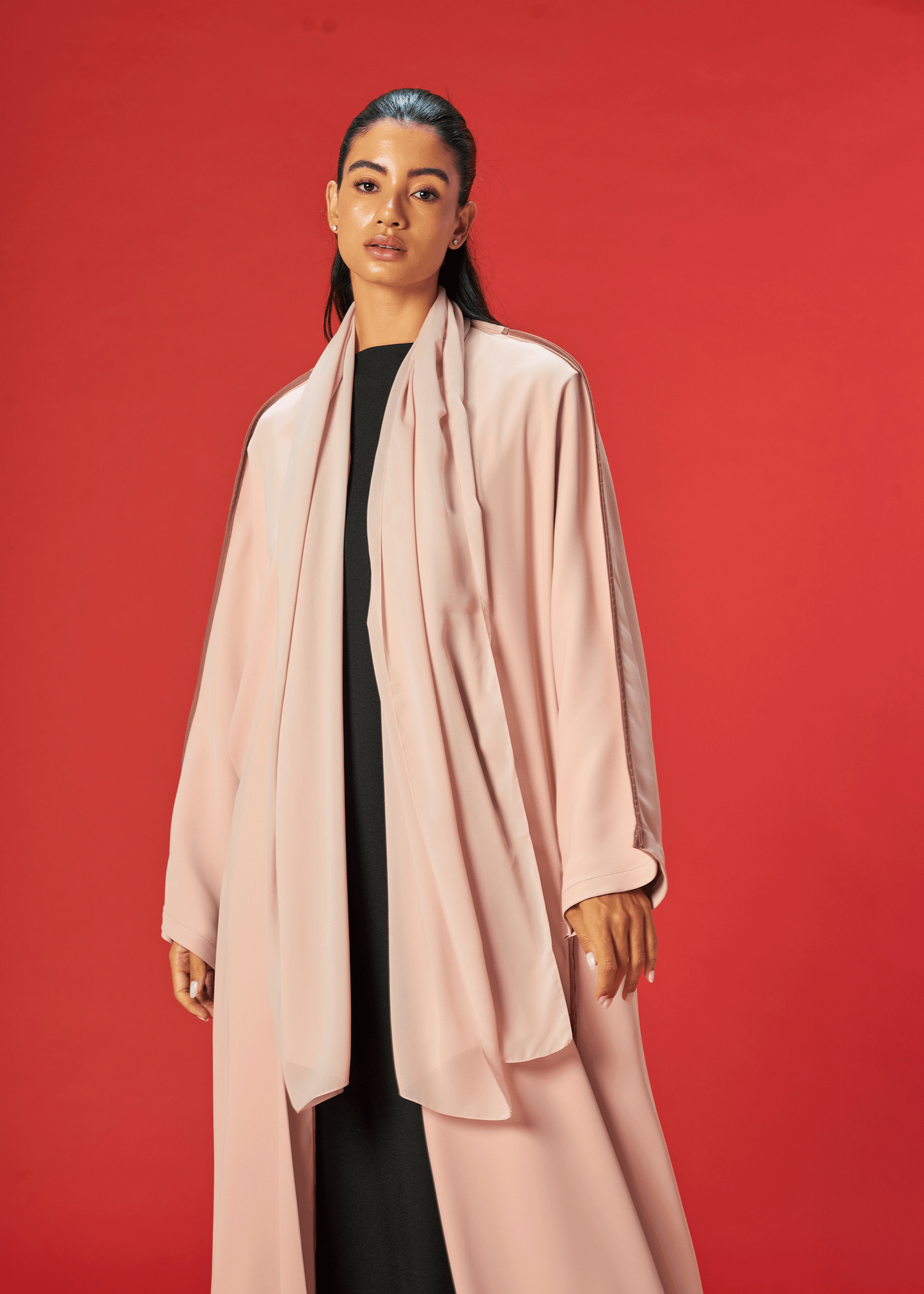 CREAM TWO TONED CREPE ABAYA