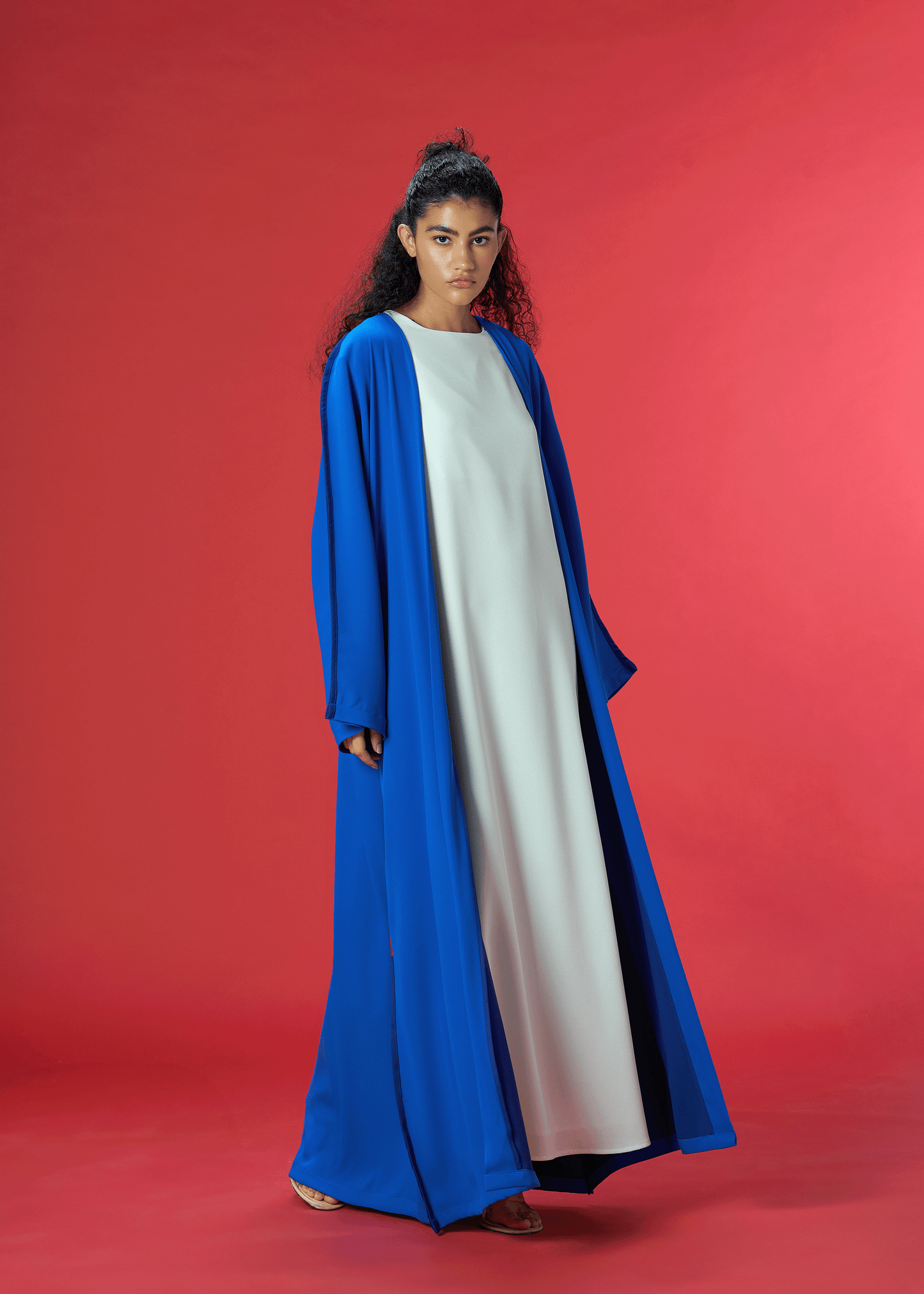 ROYAL BLUE TWO TONED CREPE ABAYA