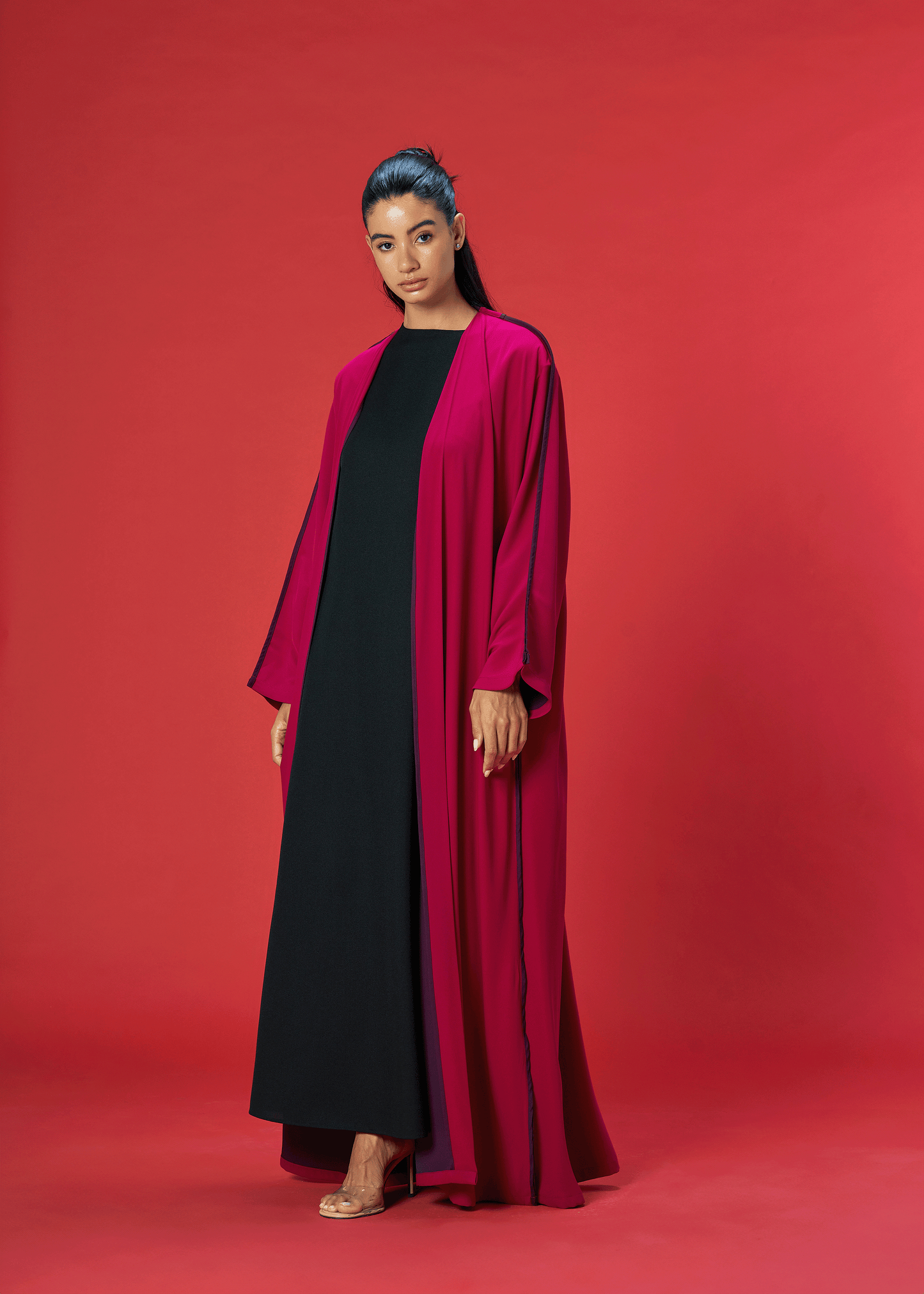 PINK TWO TONED CREPE ABAYA