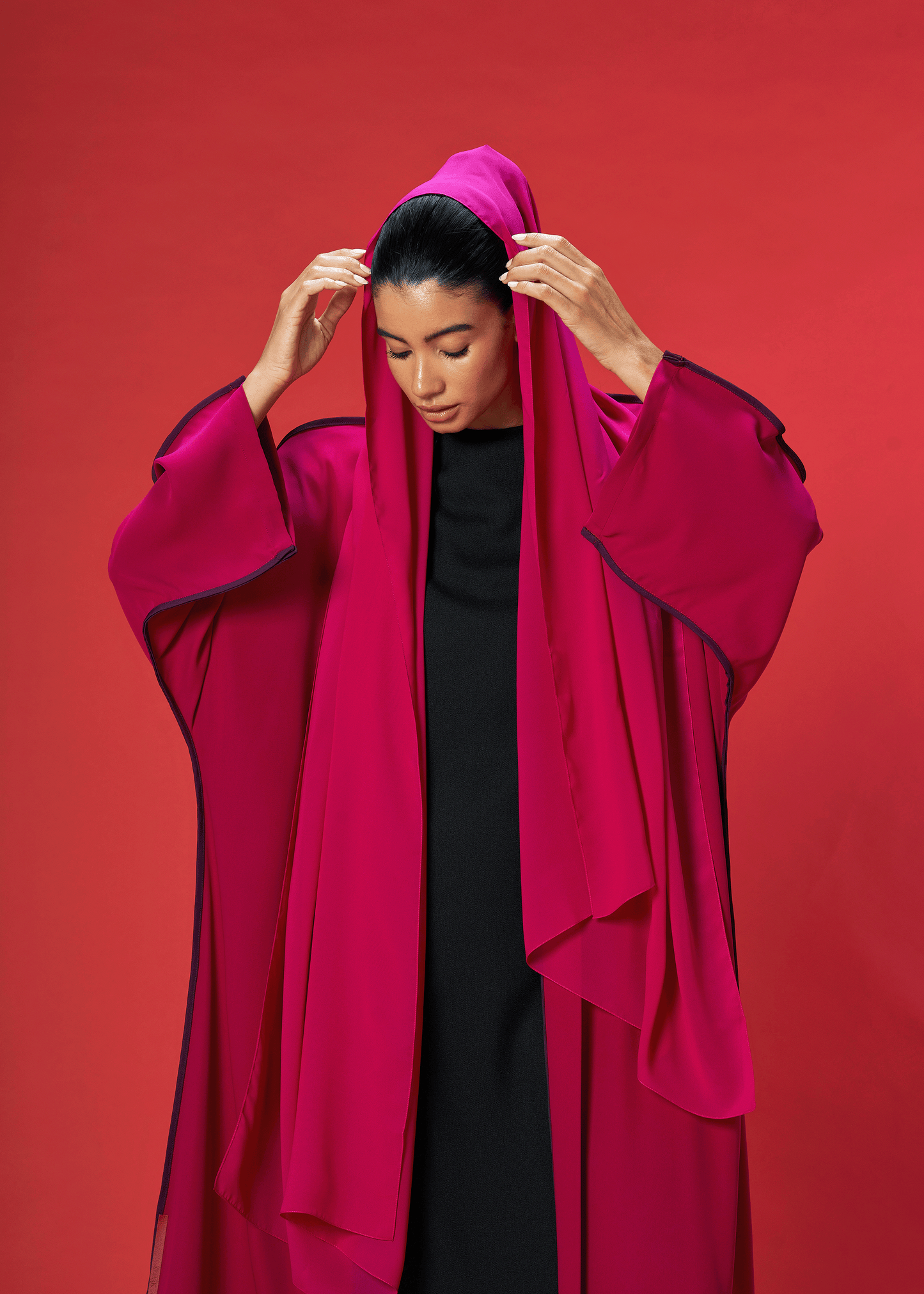 PINK TWO TONED CREPE ABAYA