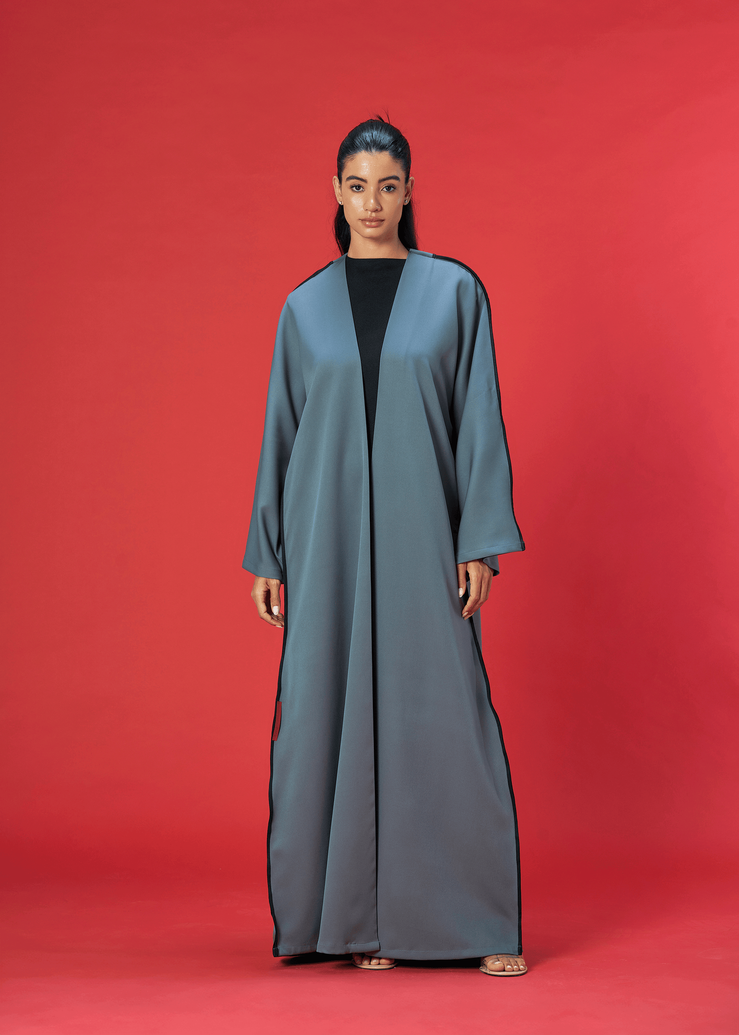 GREY TWO TONED CREPE ABAYA