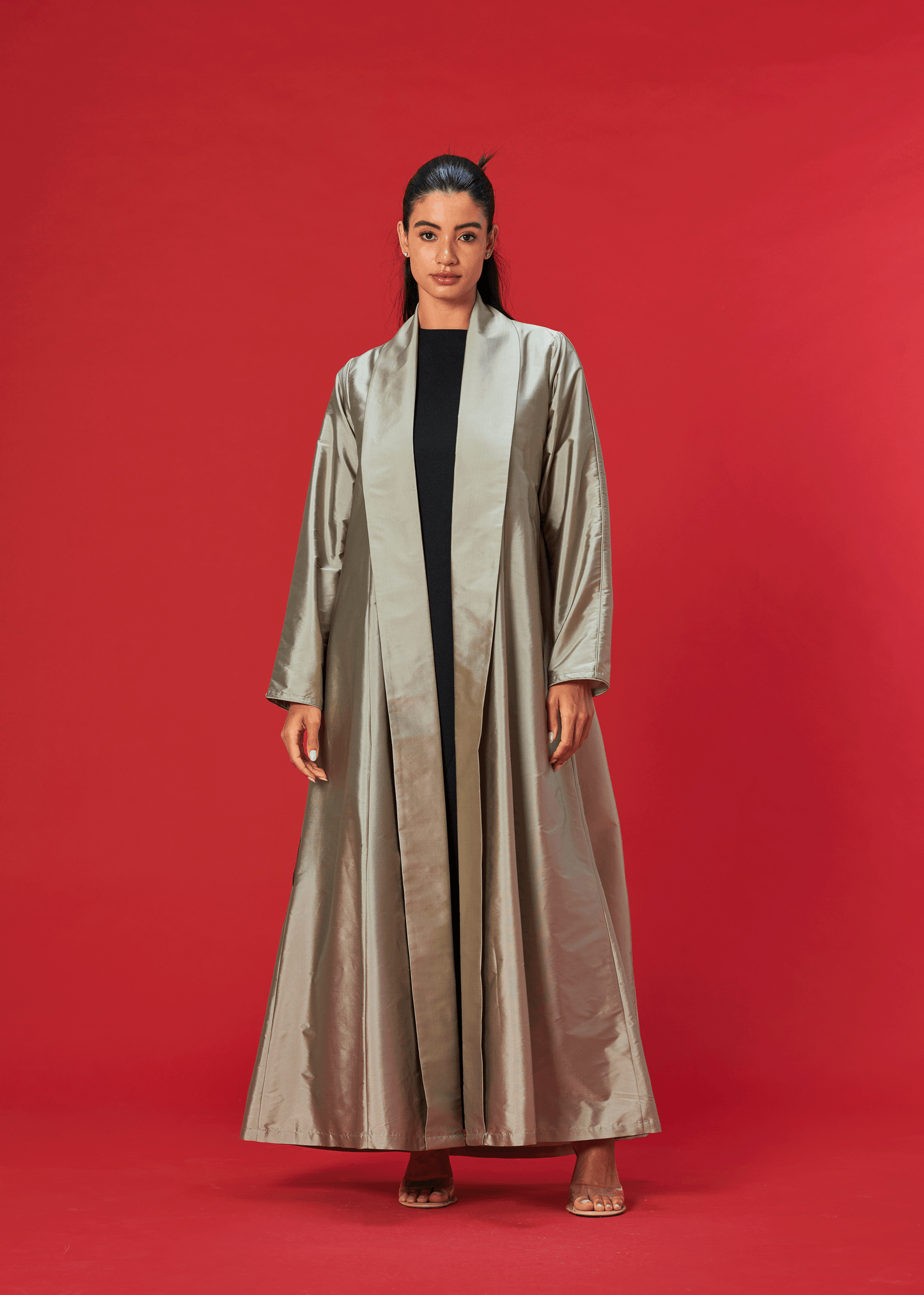 GOLDEN PANELLED TAFFETA ABAYA