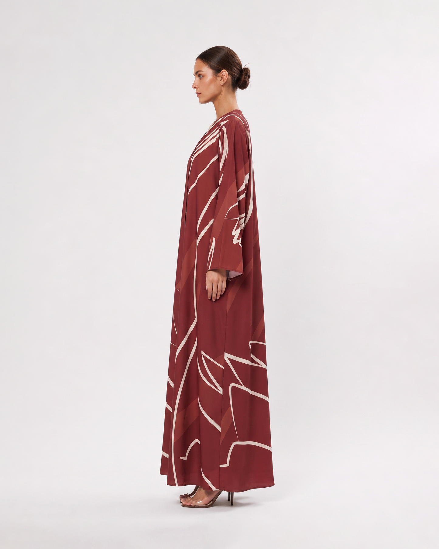 Burgundy Abstract Line Abaya