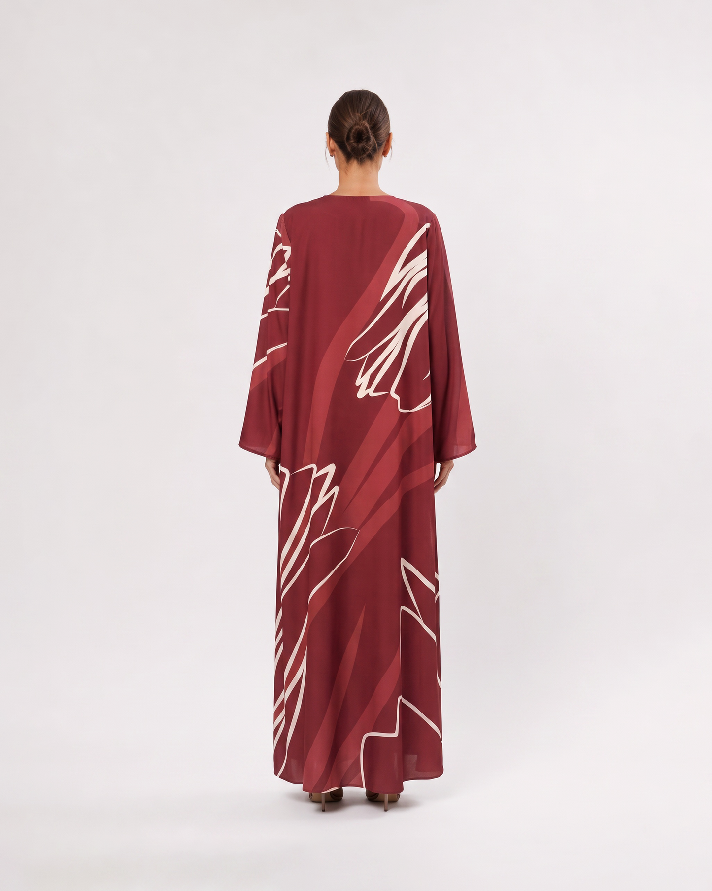 Burgundy Abstract Line Abaya