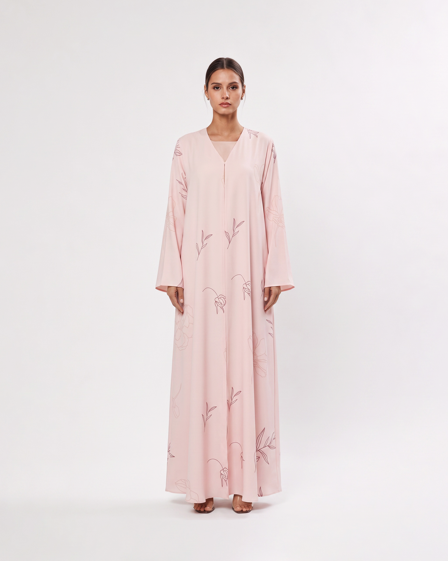 Blush Sketch Floral Abaya